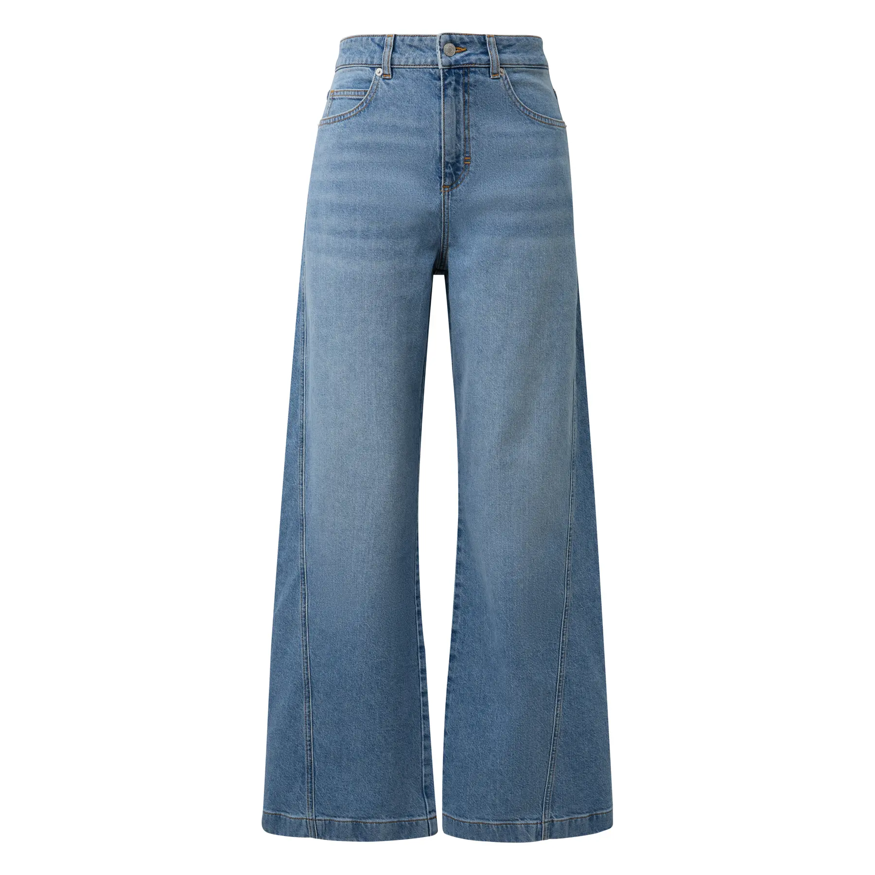 Jeans Wide Leg vita molto alta sbiaditi con orlo a cuciture a vista donna COMMA