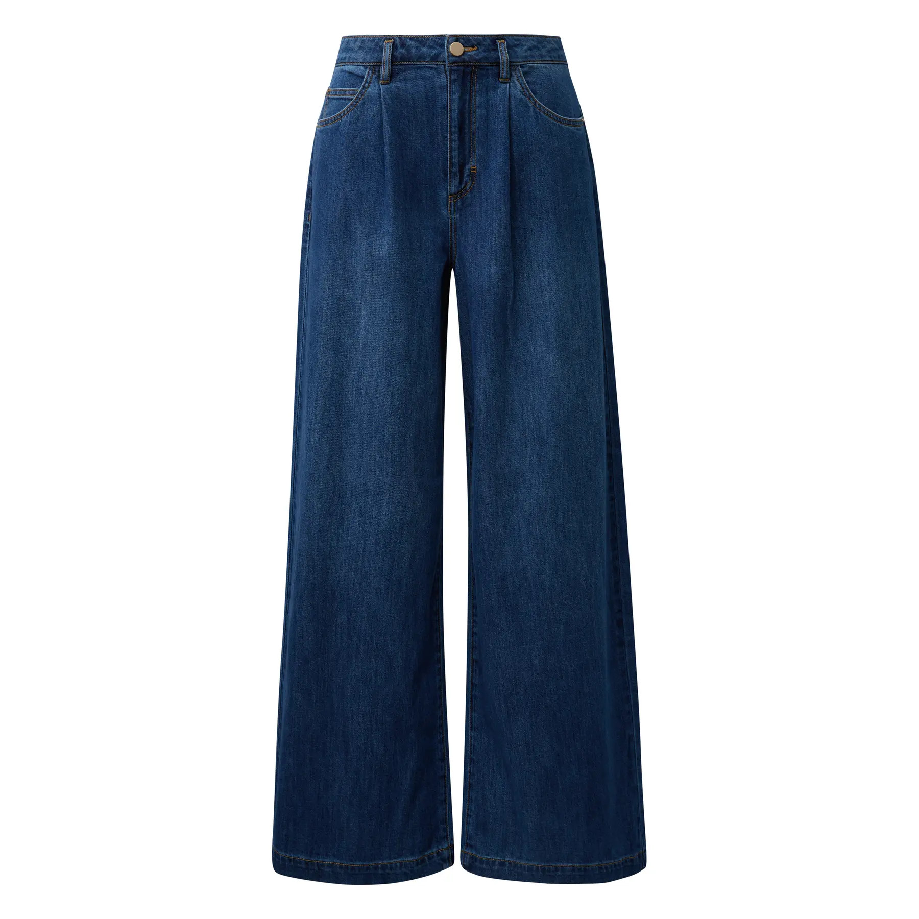 Plissierte Damen Cinque-Pocket Weite Jeans COMMA