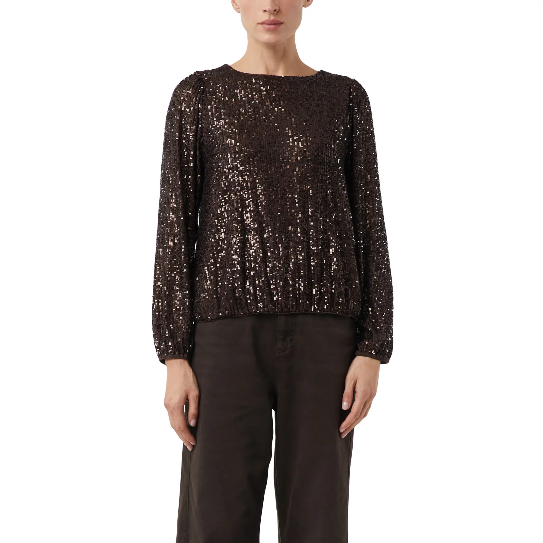 Blusa a maniche lunghe con paillettes e fondo elastico donna COMMA