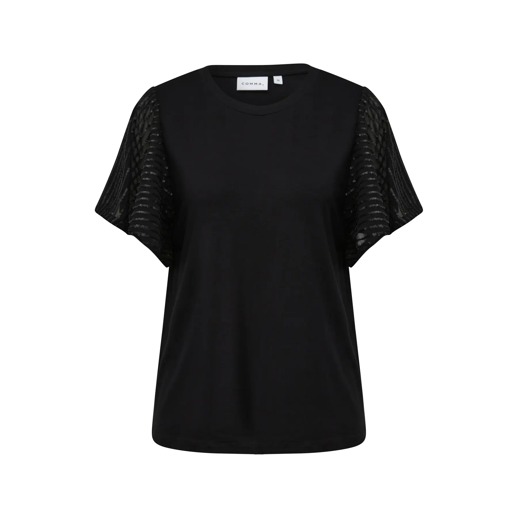 T-shirt met vleugel mouwen semi-transparant dames COMMA