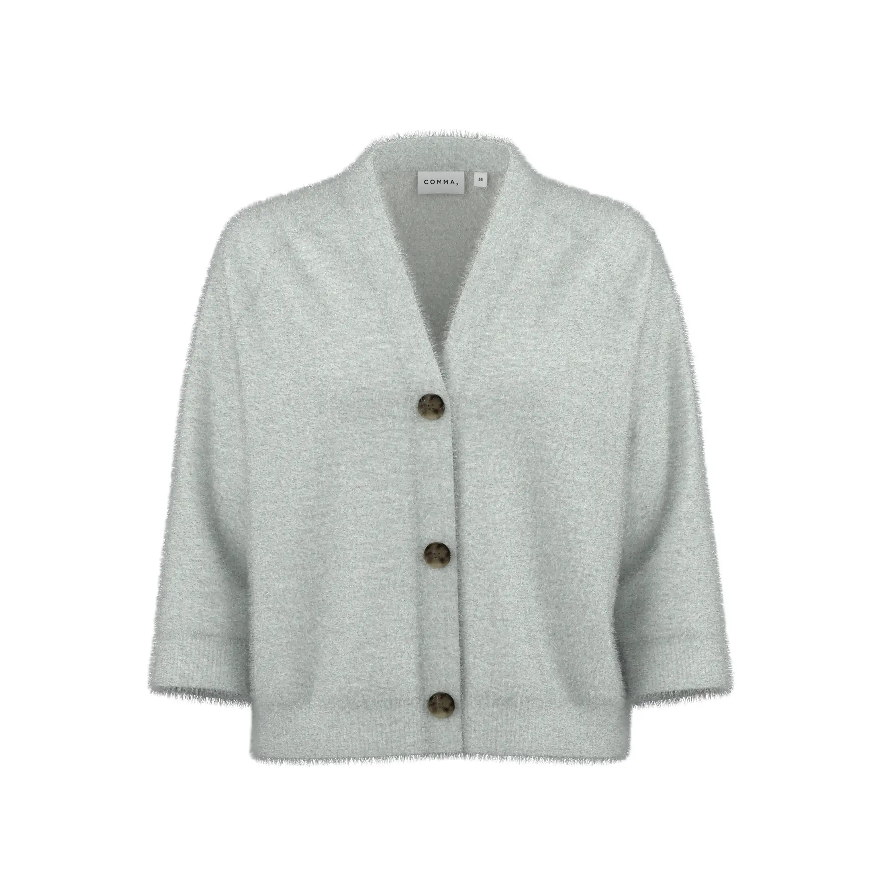 Vrouwelijke zachte gebreide cardigan met 3/4 mouwen COMMA