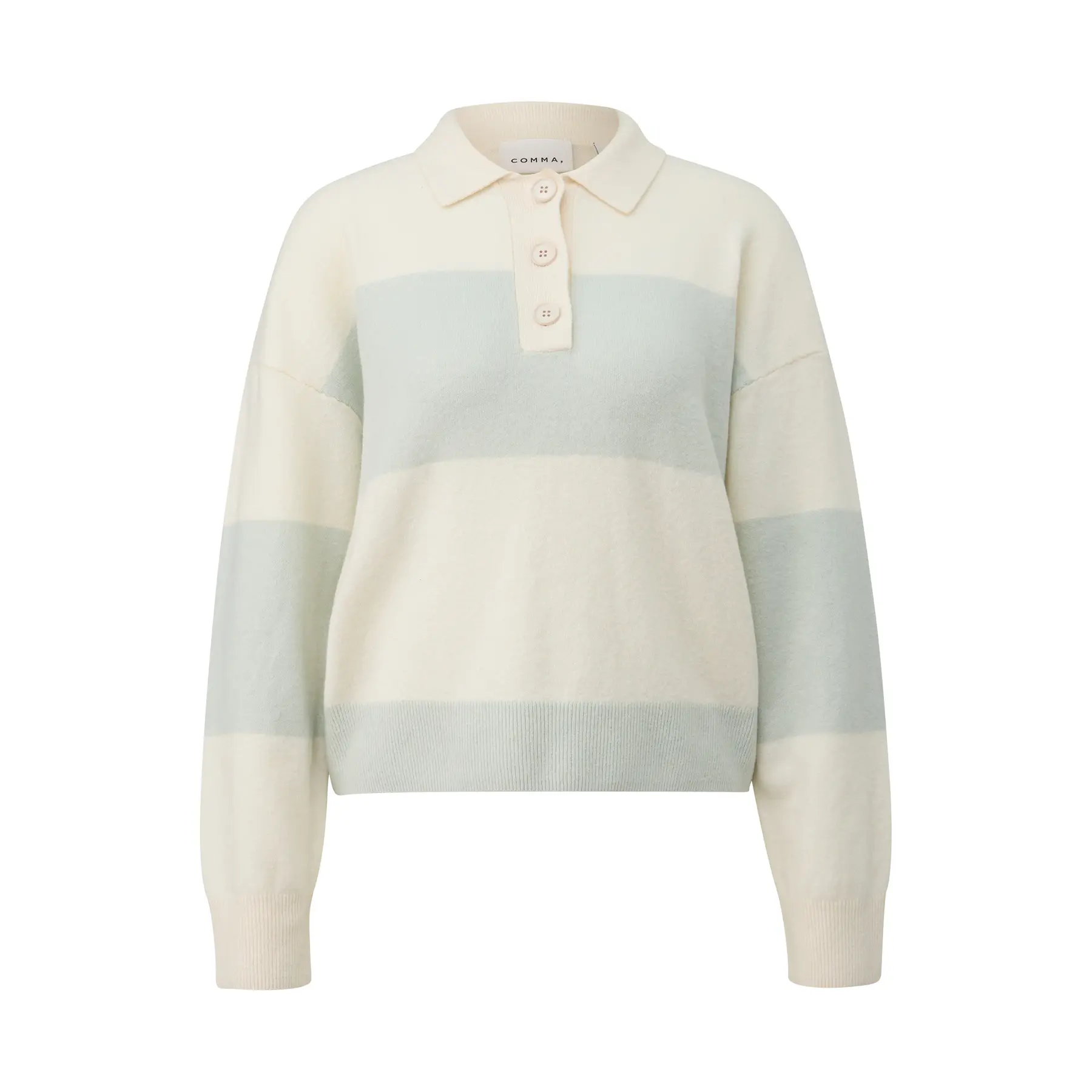 Pulli mit gestreiftem Polo-Kragen aus feinem Garn für Damen COMMA