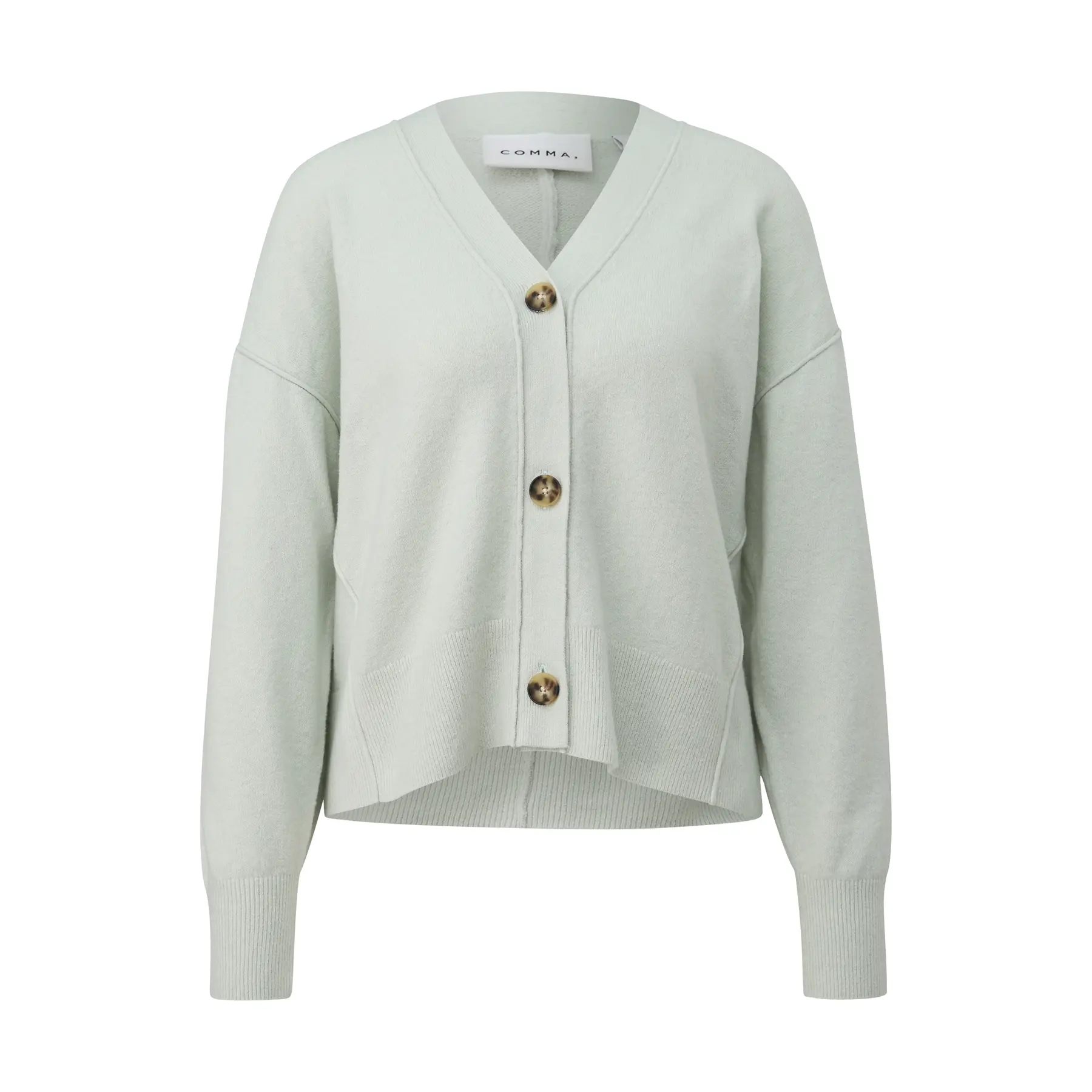 Damen Baumwollstrickcardigan mit Rollsaumdetails COMMA