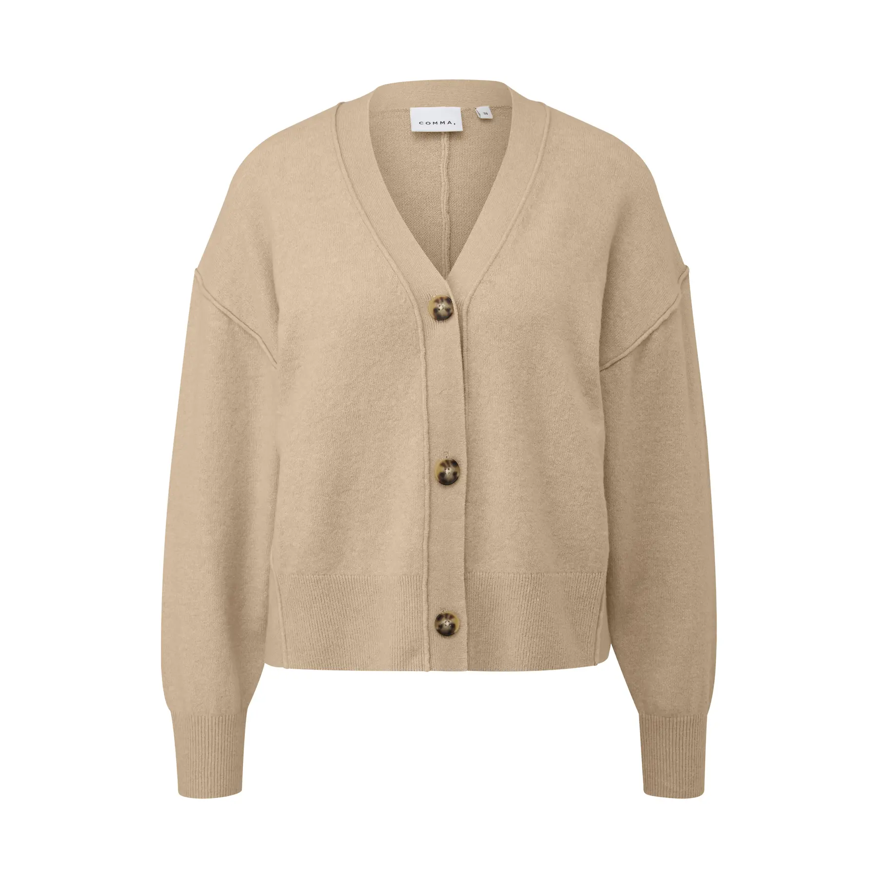 Damen Baumwollstrickcardigan mit Rollsaumdetails COMMA