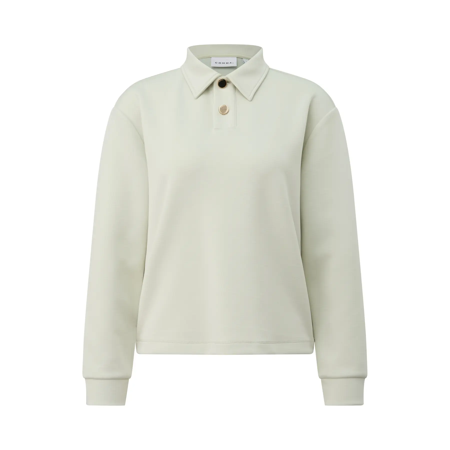 Damen Langarm-Polo aus weichem Material mit klassischem Kragen COMMA