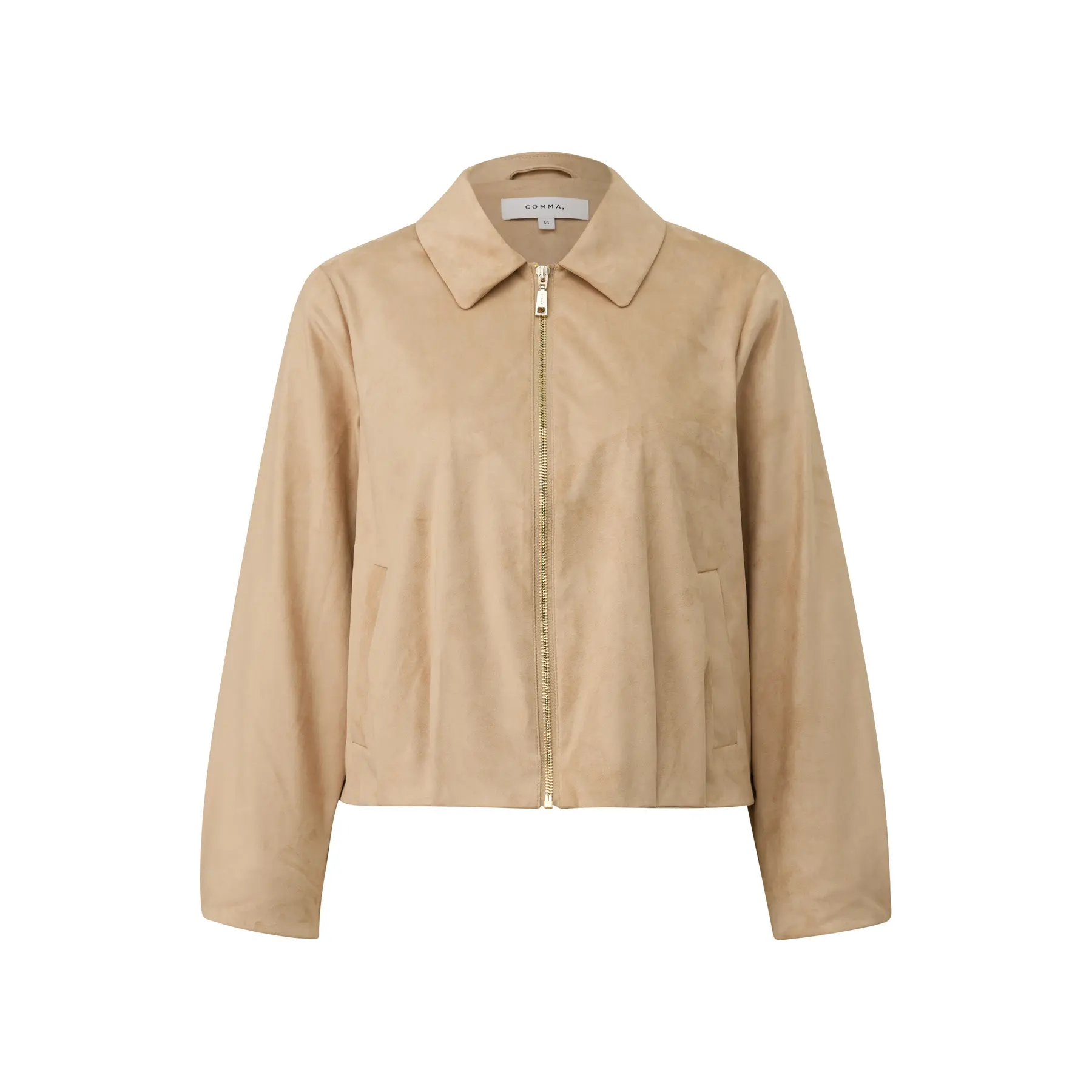 Kurzjacke aus Wildlederimitat mit Faltendetails für Damen COMMA