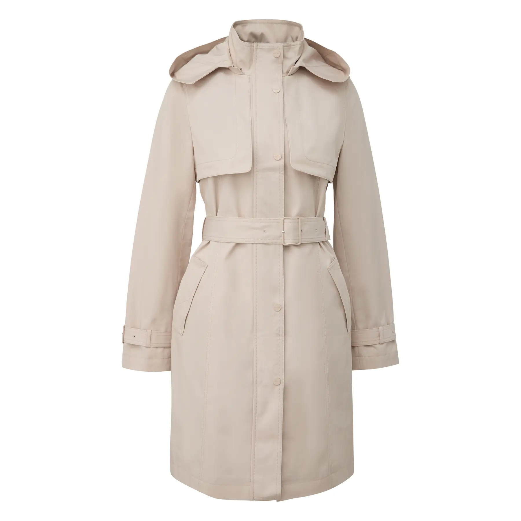 Klassischer Baumwoll-Trenchcoat mit abnehmbarem Kapuzen für Damen COMMA