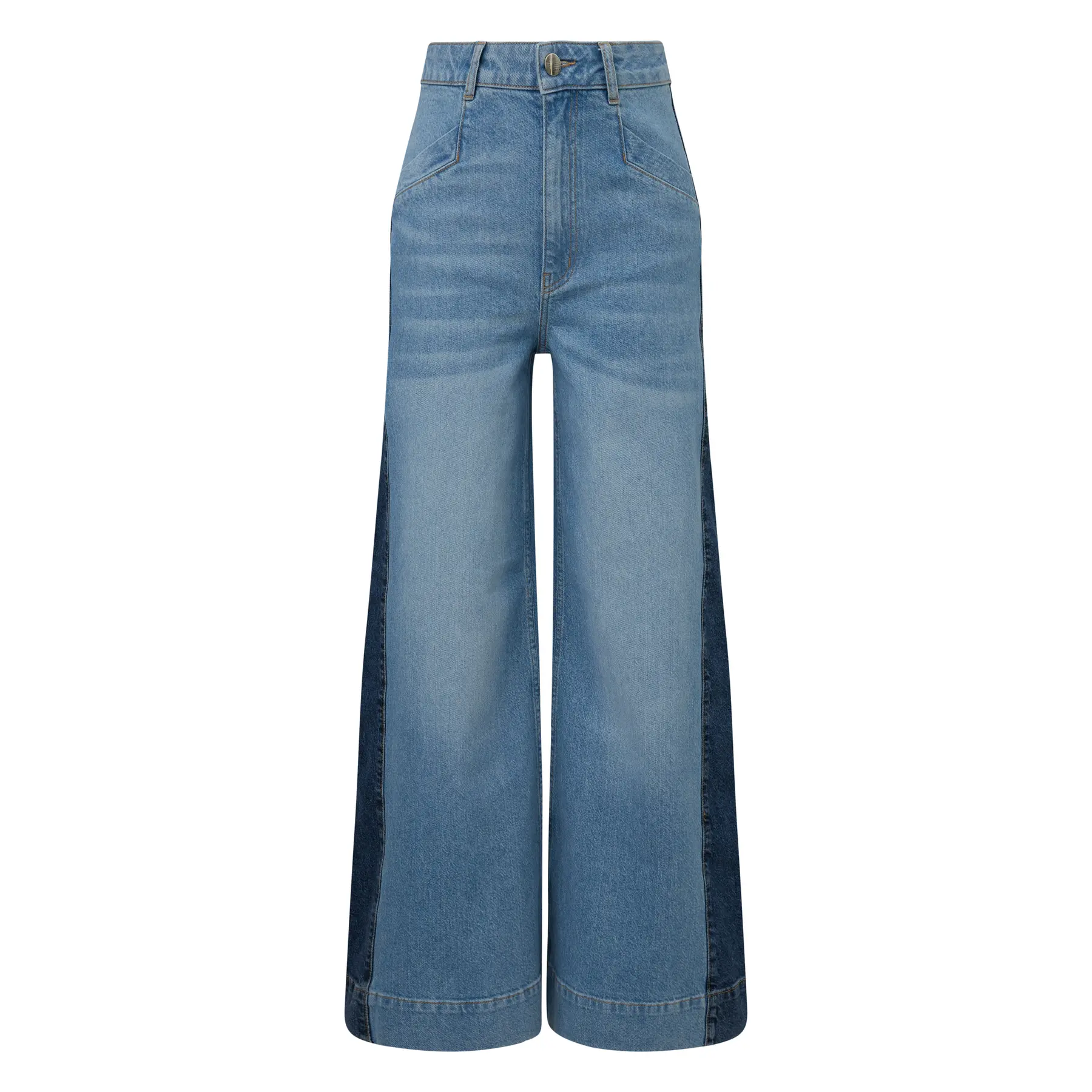 Hoch taillierte Wide Leg Jeans mit kontrastierenden Streifen für Frauen COMMA