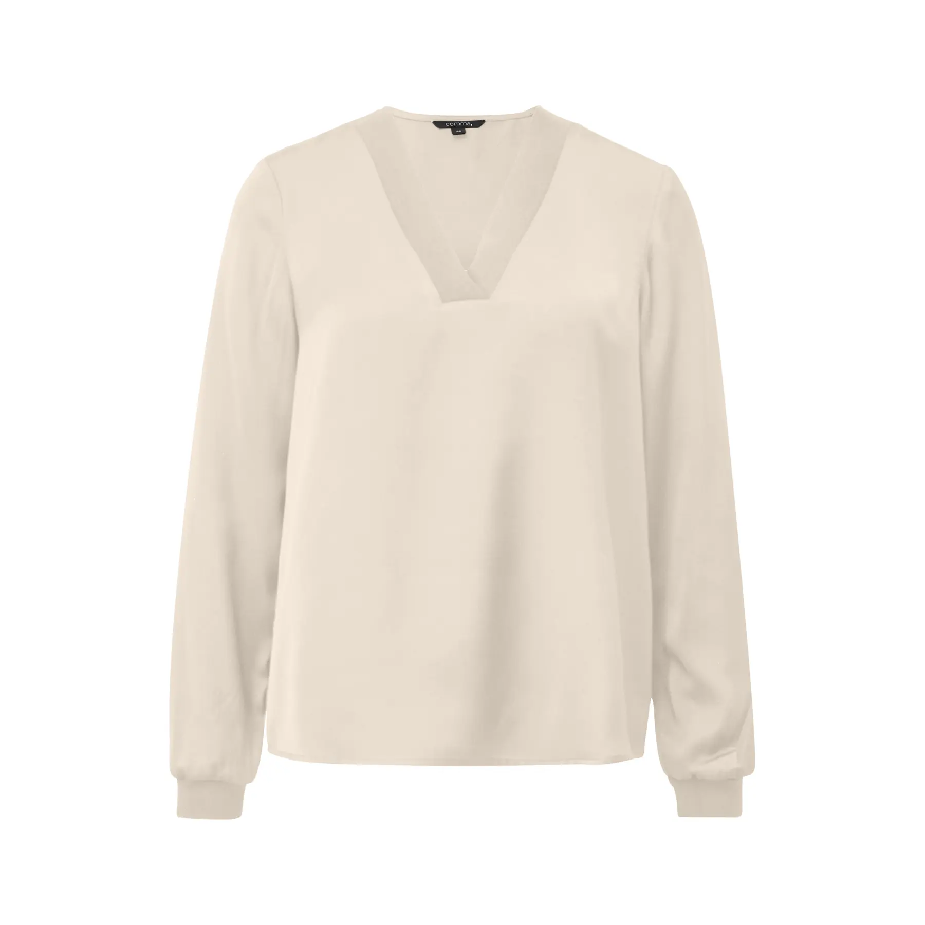 Blusa in raso con scollatura a V e polsini a coste donna COMMA