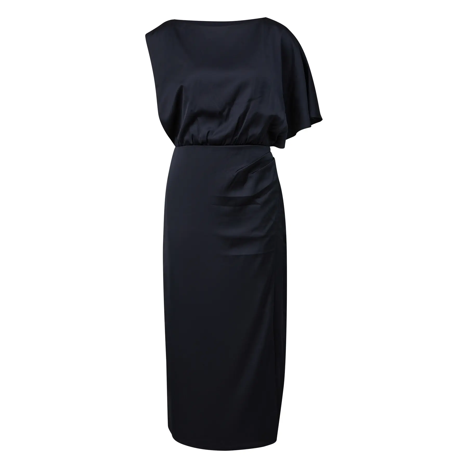 Midi Satin Kleid Met Schouderdetails Dames COMMA