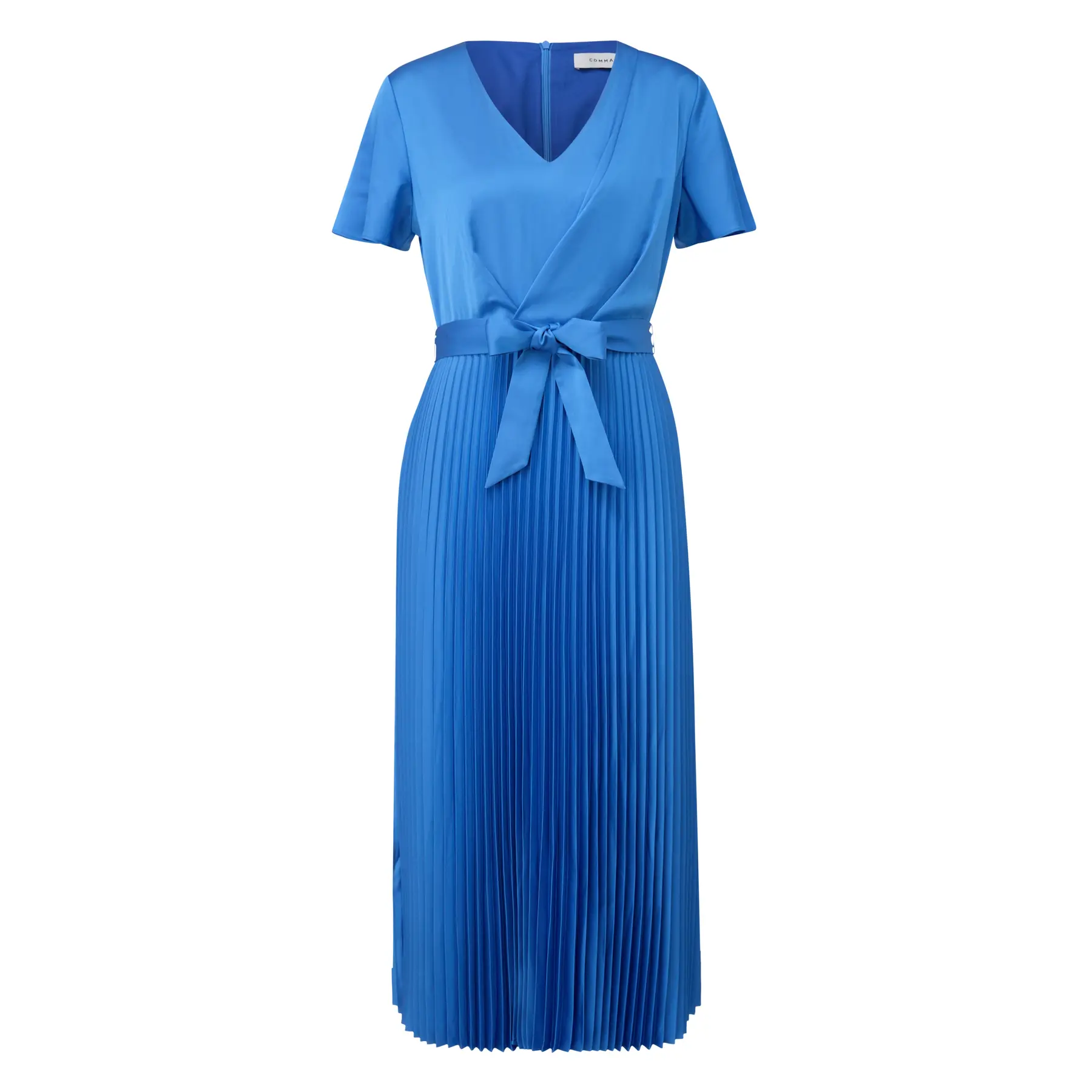 Satin V-hals jurk met volantmouwen dames COMMA