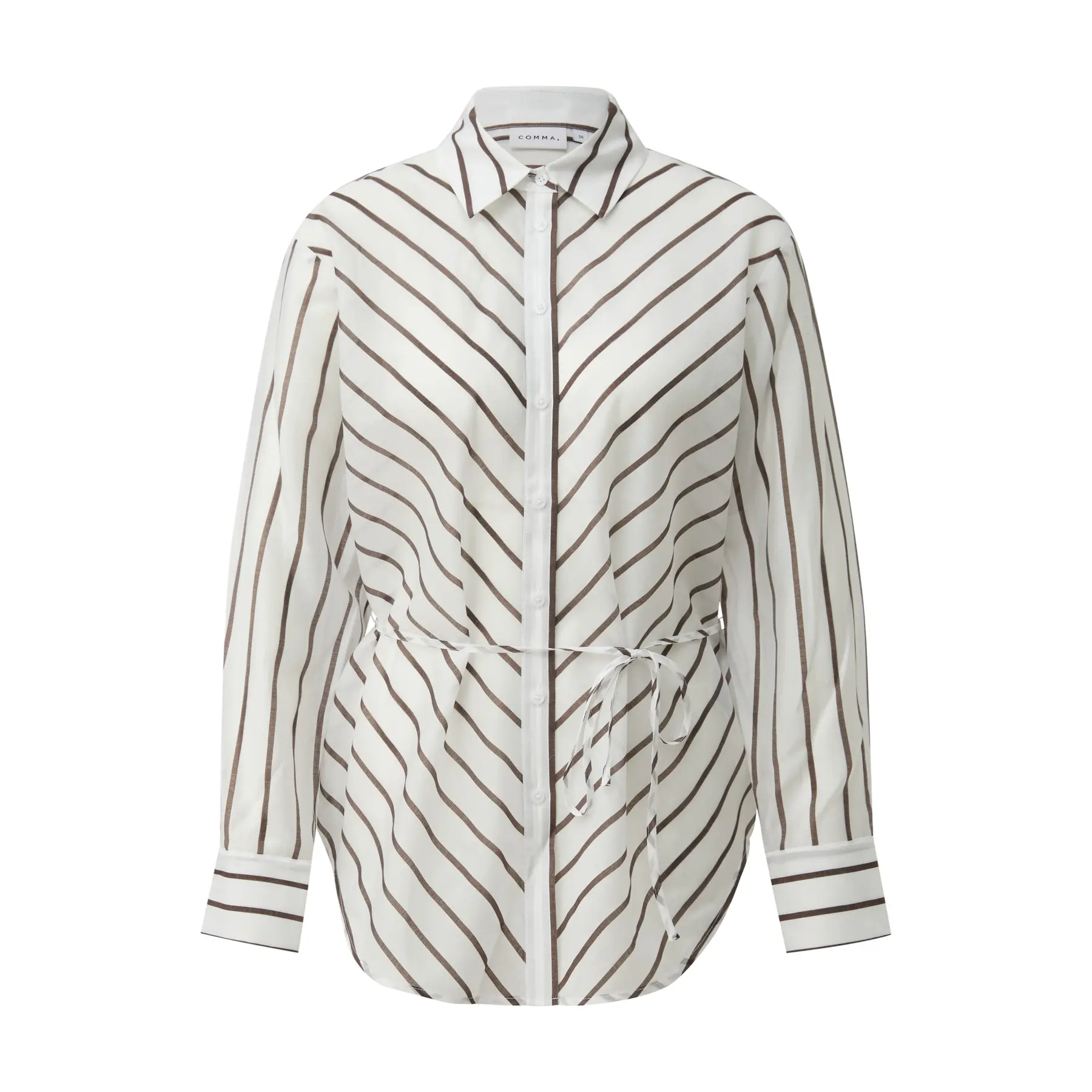 Camicia lunga semi-trasparente in lyocell misto con cintura donna COMMA