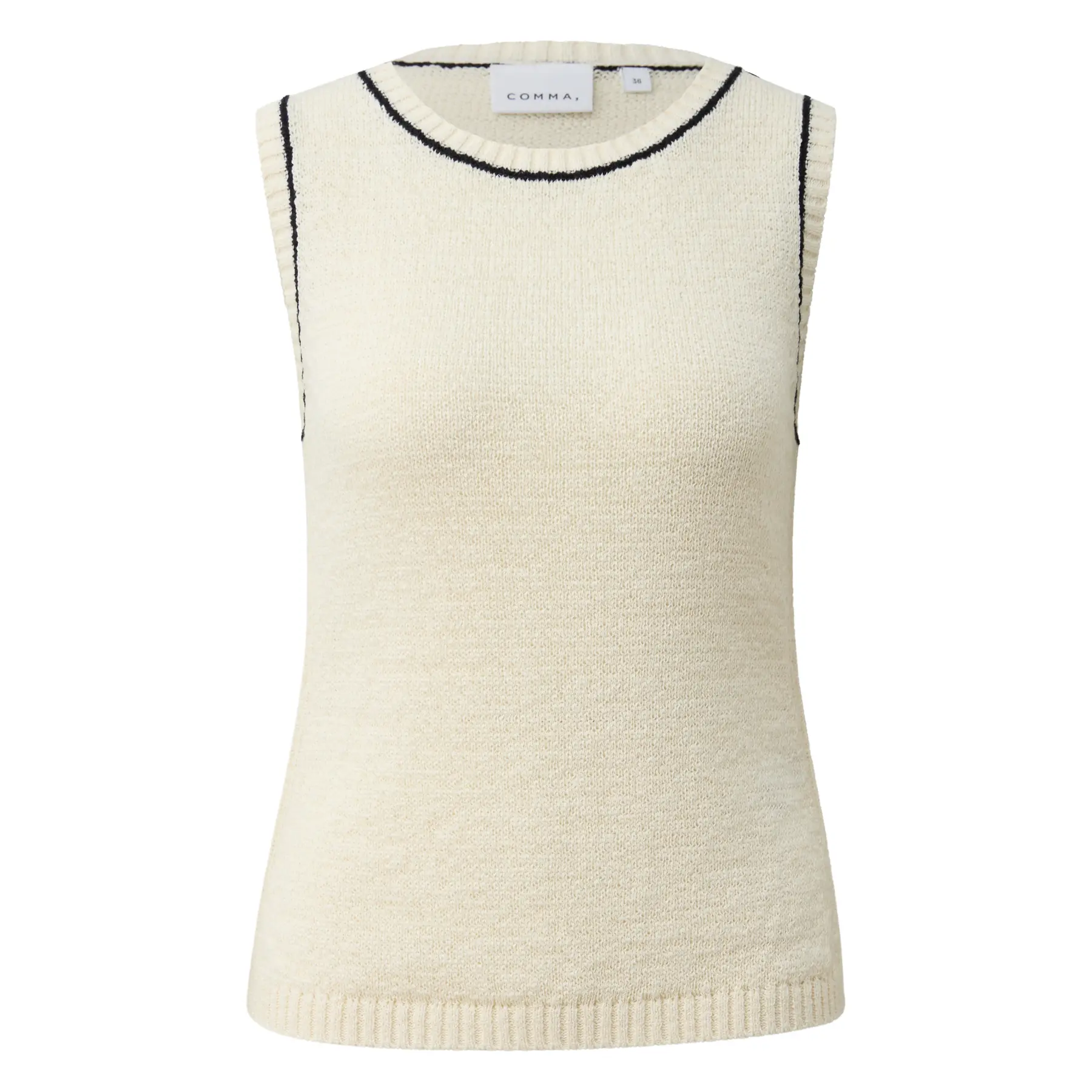 Pull col rotondo senza maniche in maglia fine con dettagli a contrasto donna COMMA
