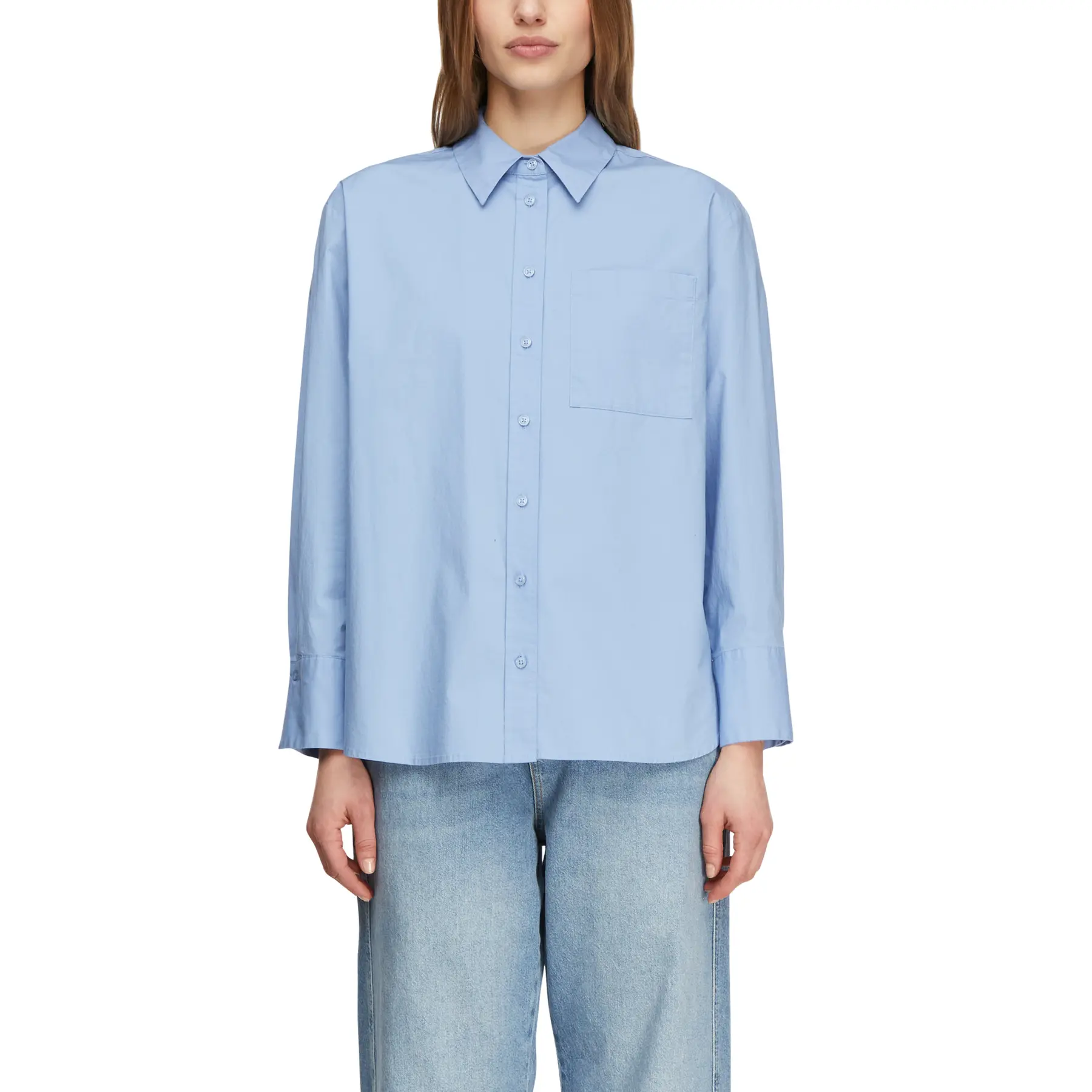 Camicia lunga in popeline con tasche applicate donna COMMA