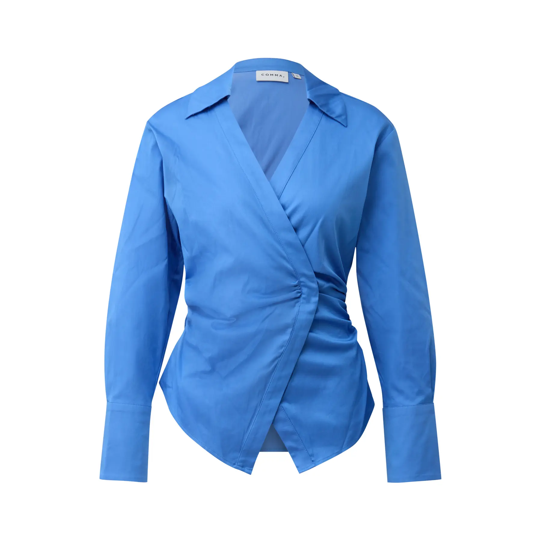 Blusa a maniche lunghe in cotone satinato aderente donna COMMA