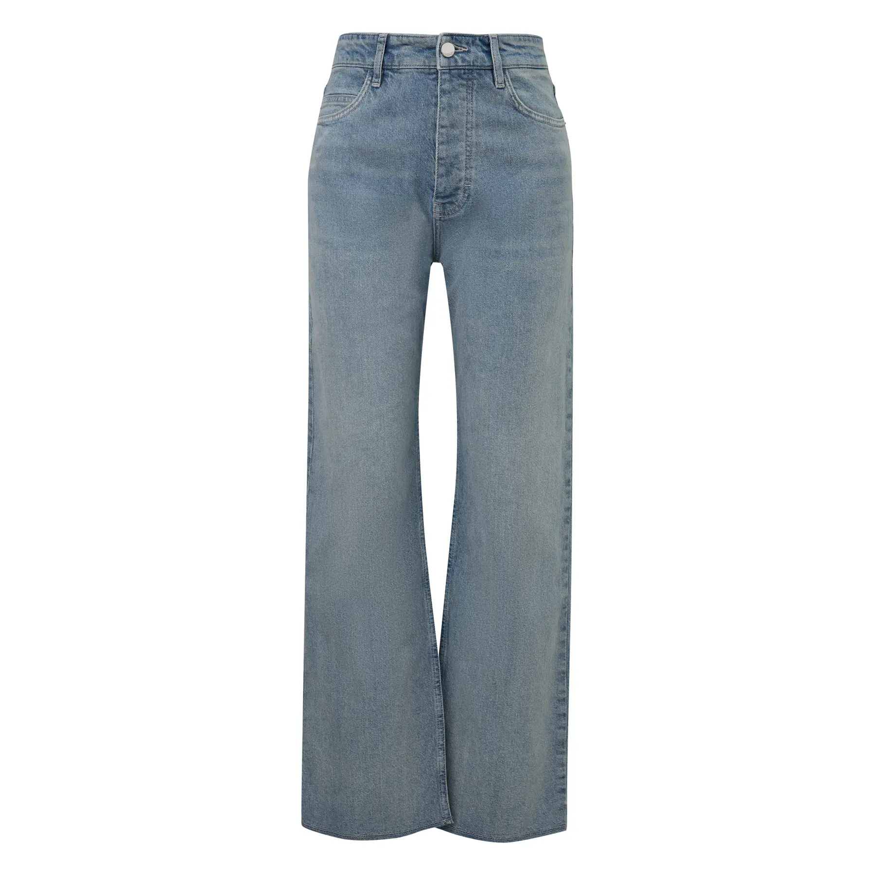 Hochgeschnittene Straight Jeans mit fransigem Saum für Damen COMMA