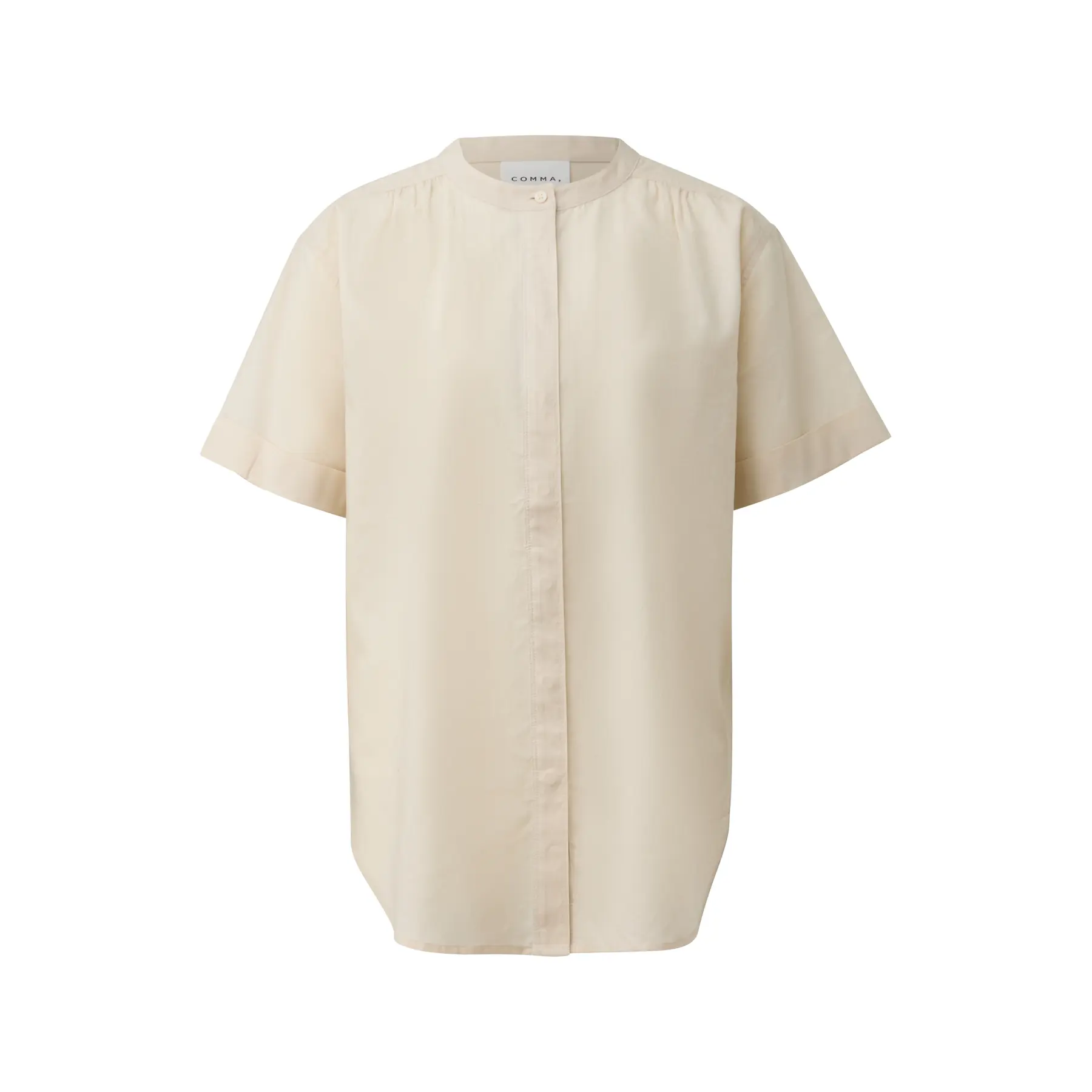Camicia a maniche corte in cotone con colletto alto donna COMMA