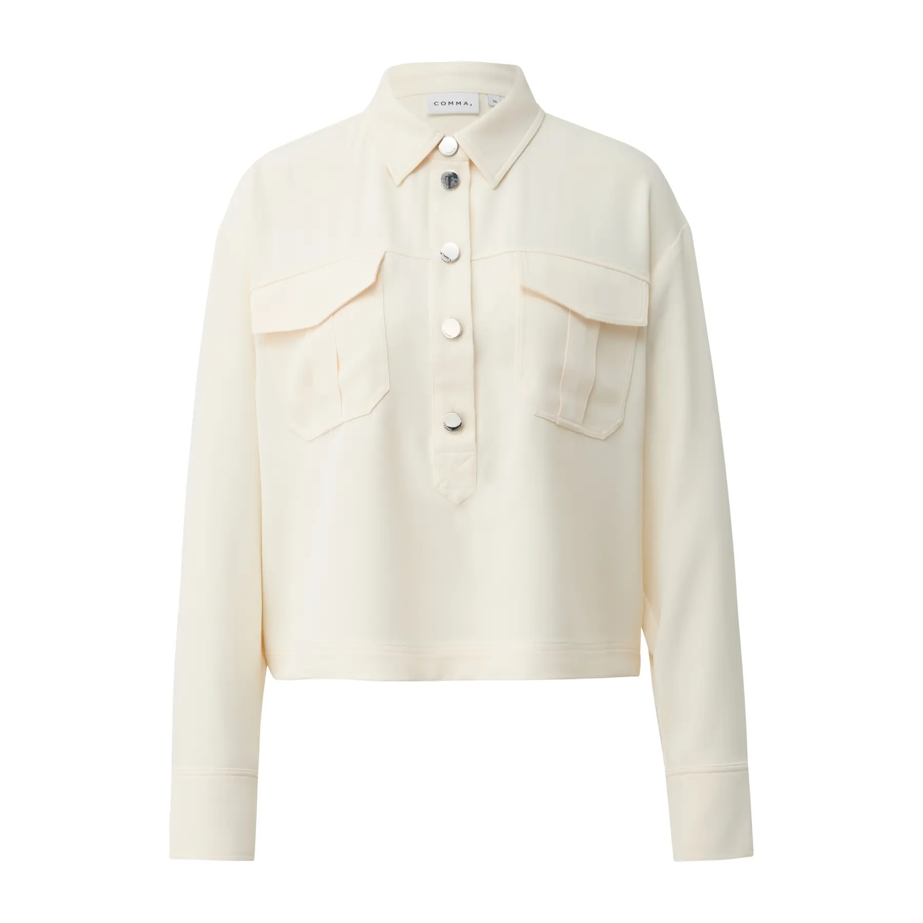 Korte blouse met lange mouwen en borstzakken voor dames COMMA