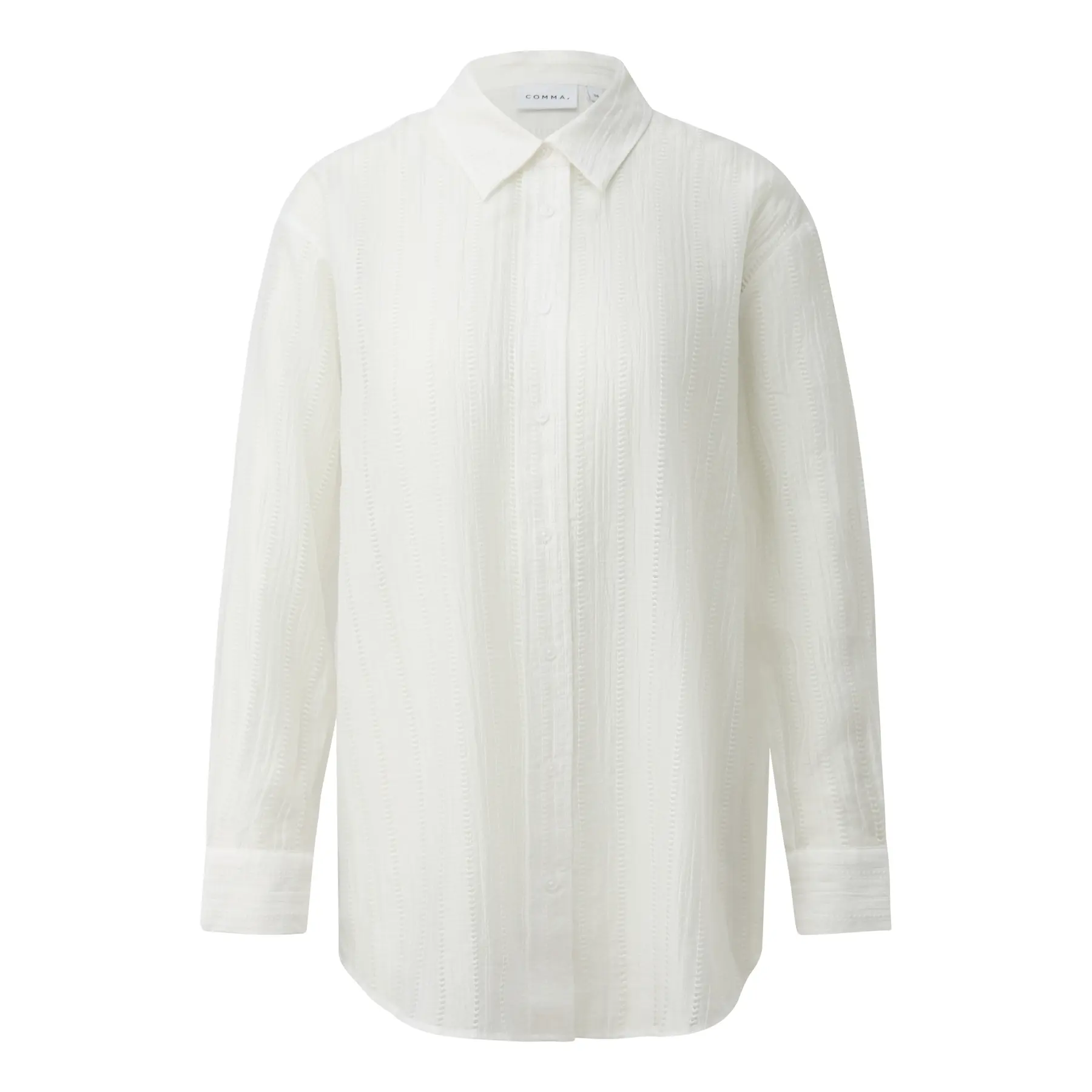 Semi-transparante gestructureerde lyocell blouse met lange mouwen voor dames COMMA