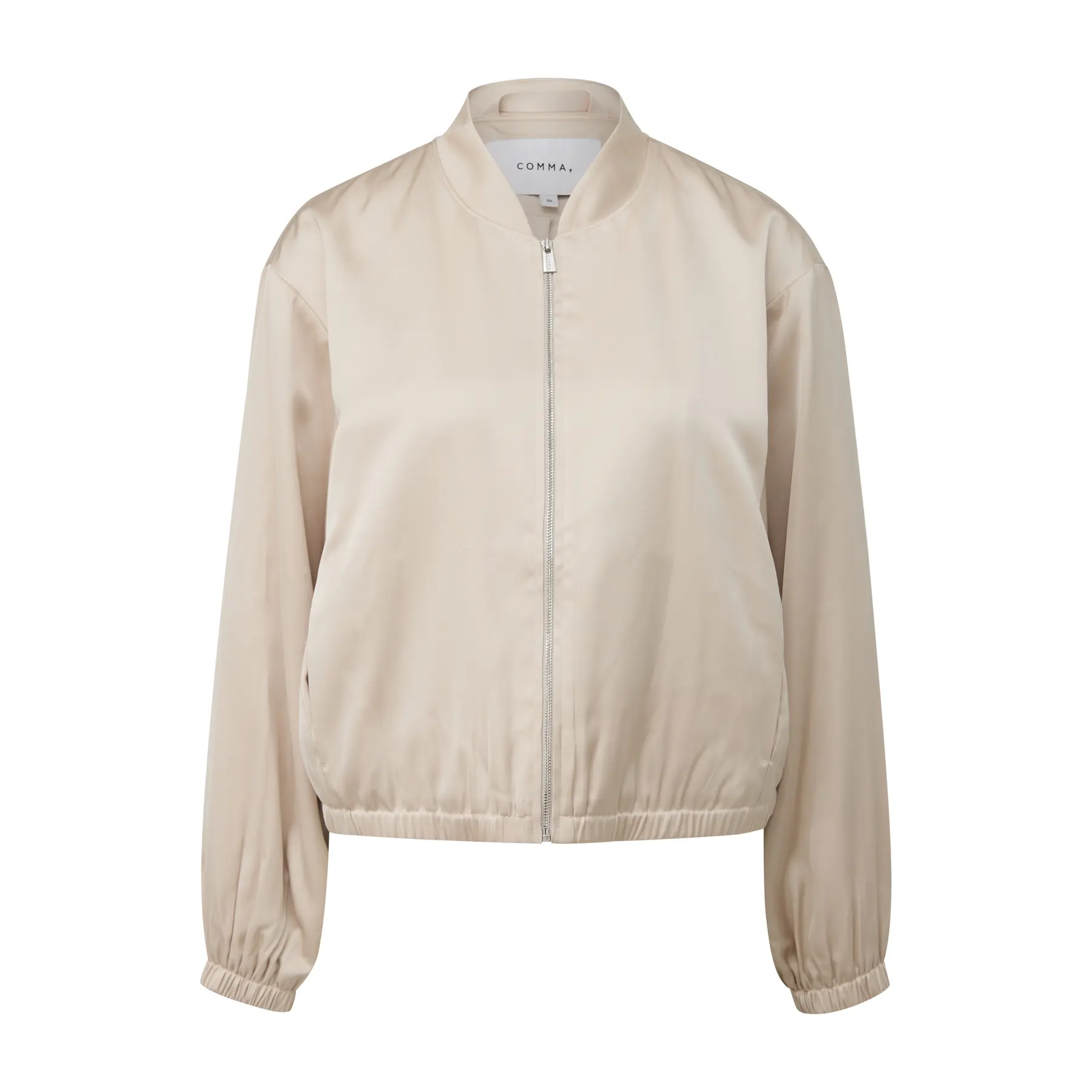 Luxuriöse Satin-Bomberjacke für Damen, kurz COMMA