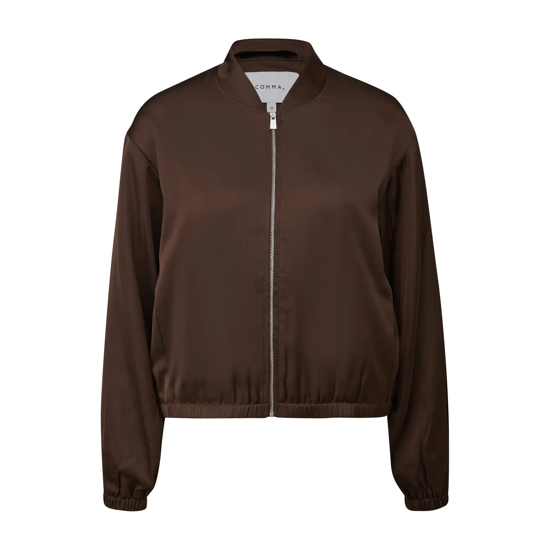 Luxuriöse Satin-Bomberjacke für Damen, kurz COMMA