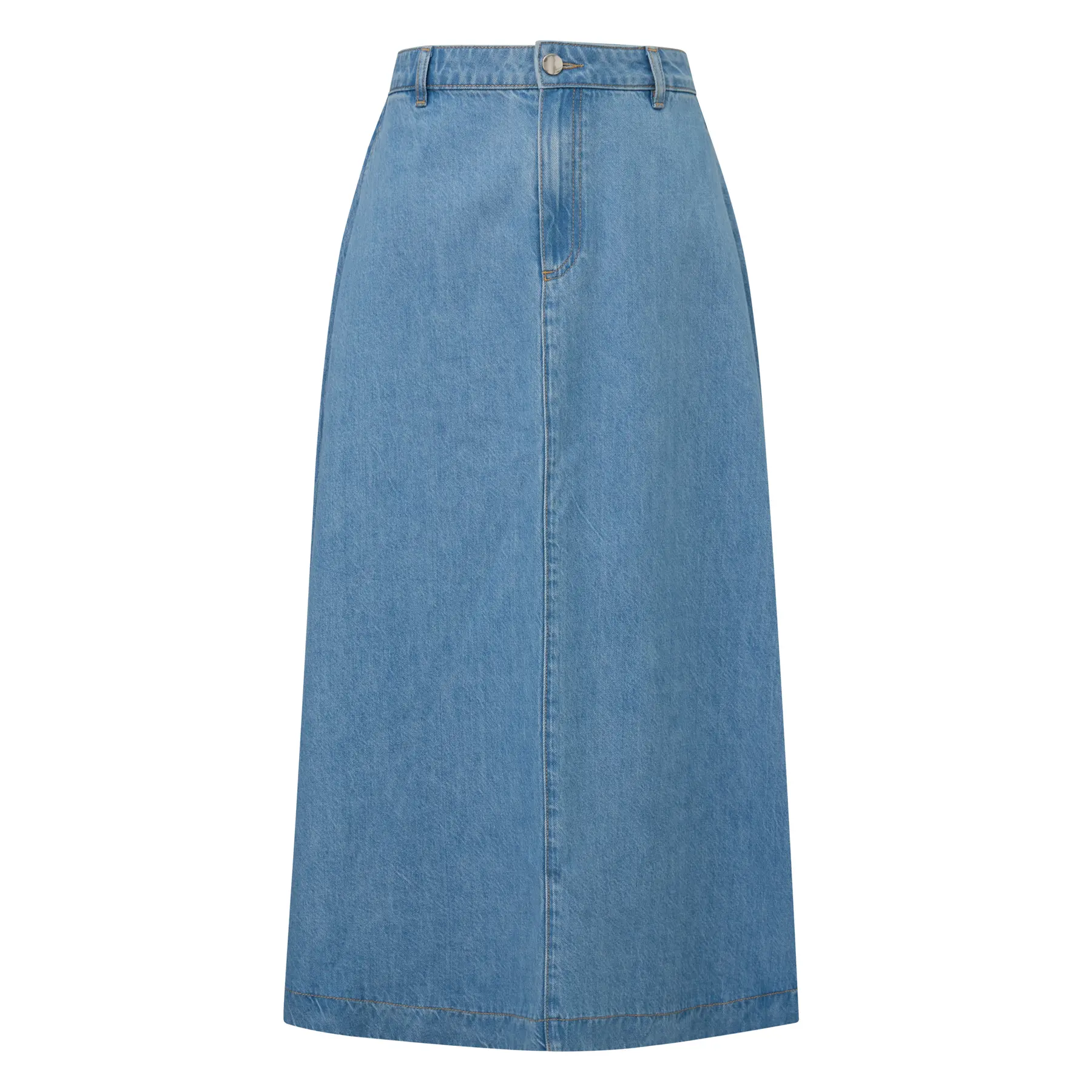 Gonna midi in denim lyocell a trapezio con passanti per cintura donna COMMA