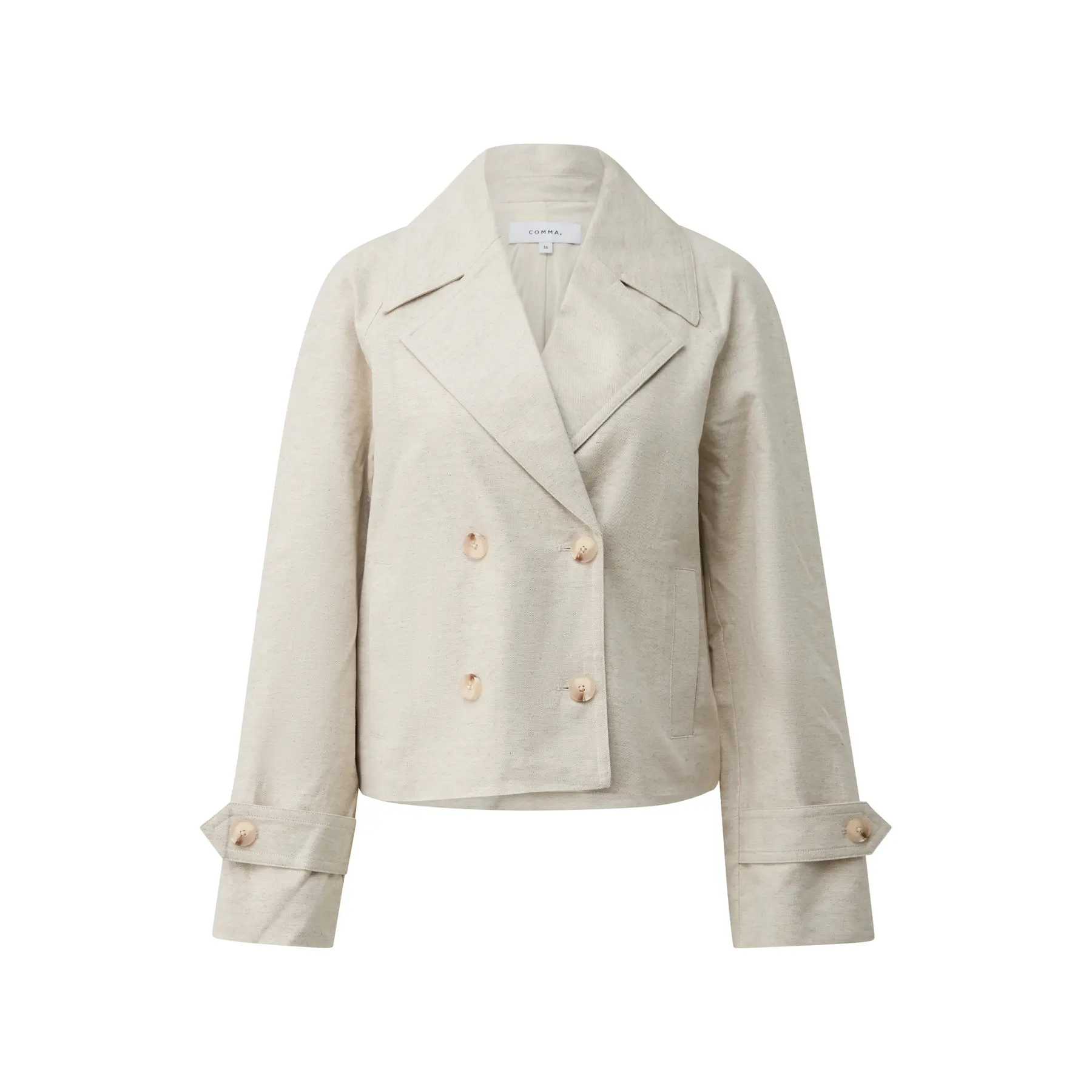 Kurze Leinenmischung Jacke, Boxy-Schnitt und Knopfverschluss für Frauen COMMA