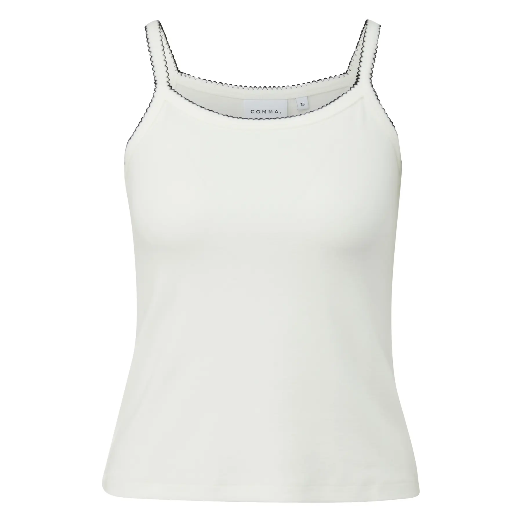 Vrouwen tanktop met fijne schouderbandjes en contrasterende rand COMMA