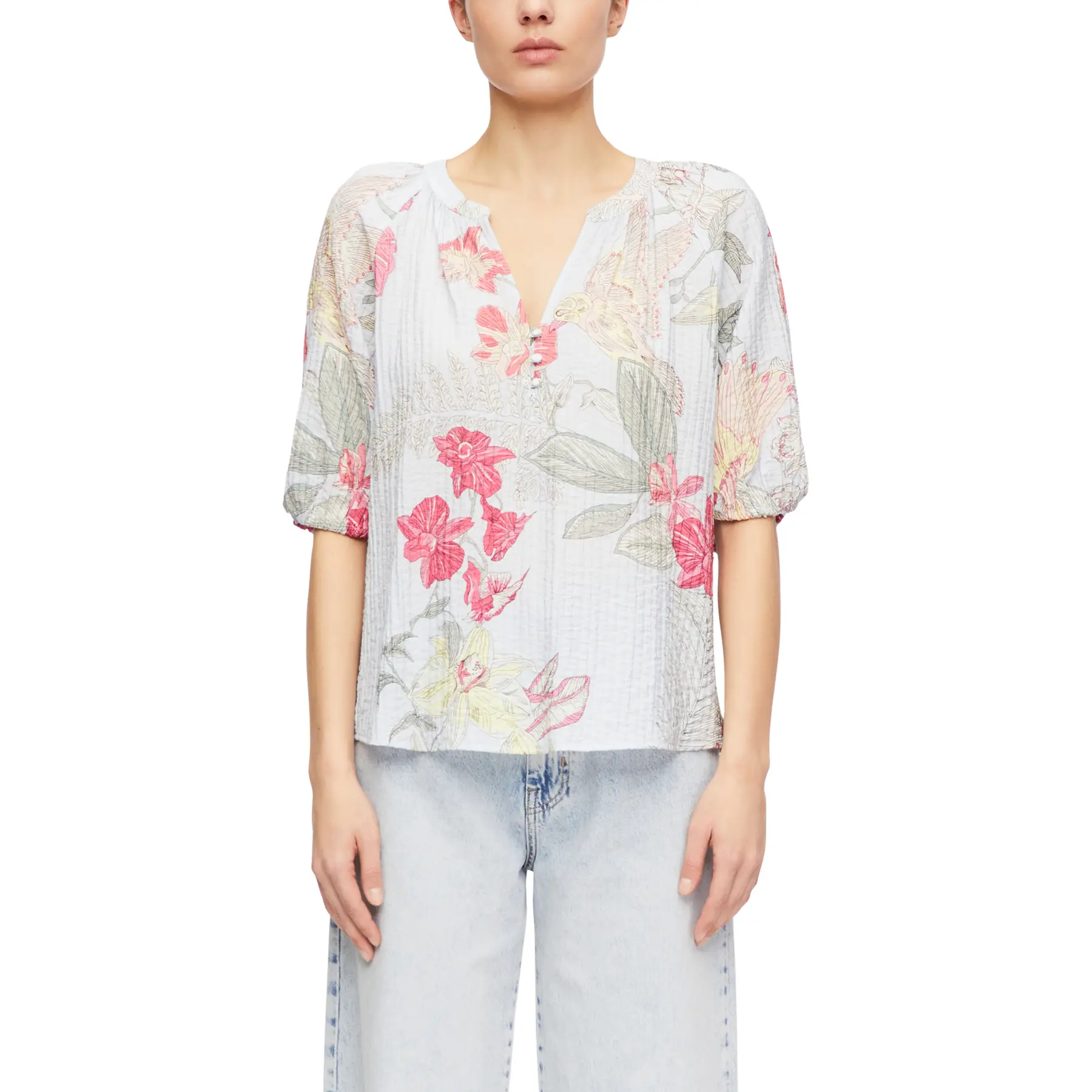 Blouse abstract print tunic neckline women COMMA