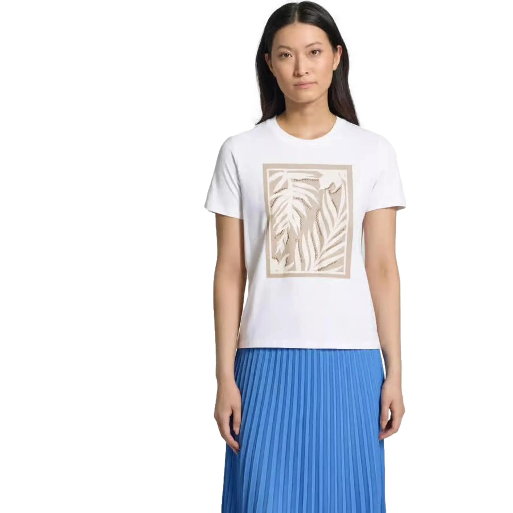 T-shirt col rotondo in jersey con motivo originale donna COMMA