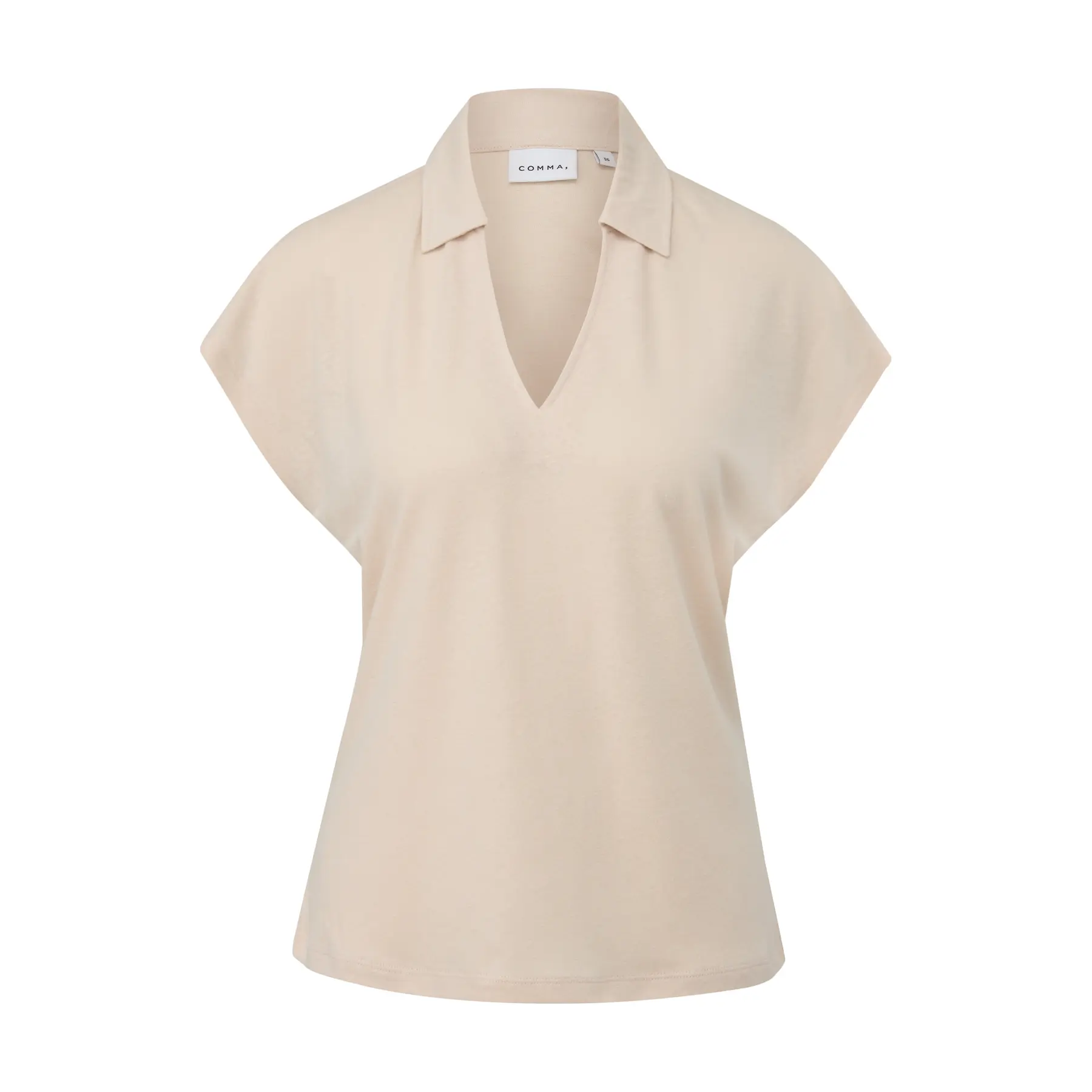 T-shirt polo in misto lino donna COMMA