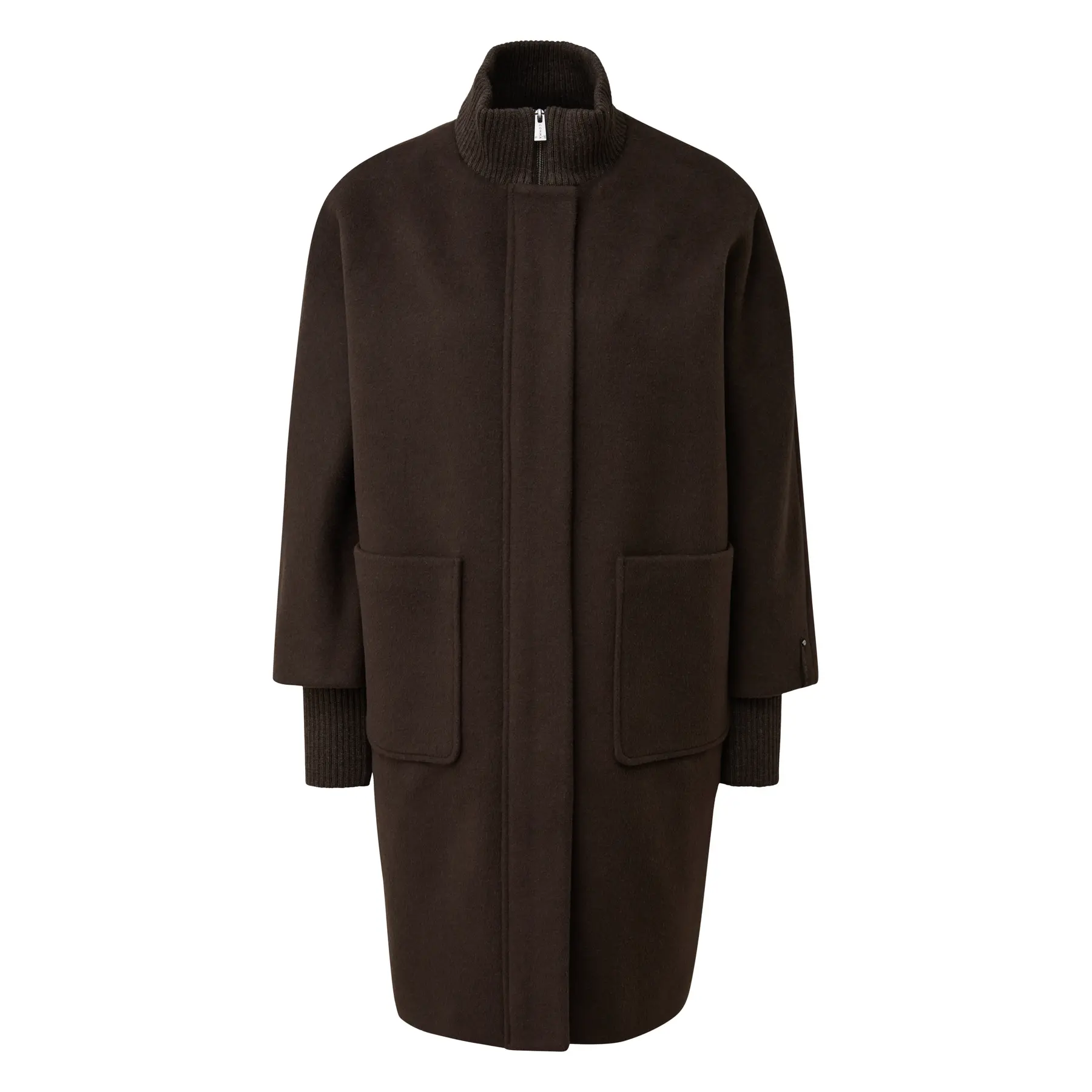 Cappotto stile mantella caldo in misto lana a forma d'uovo con colletto in maglia donna COMMA