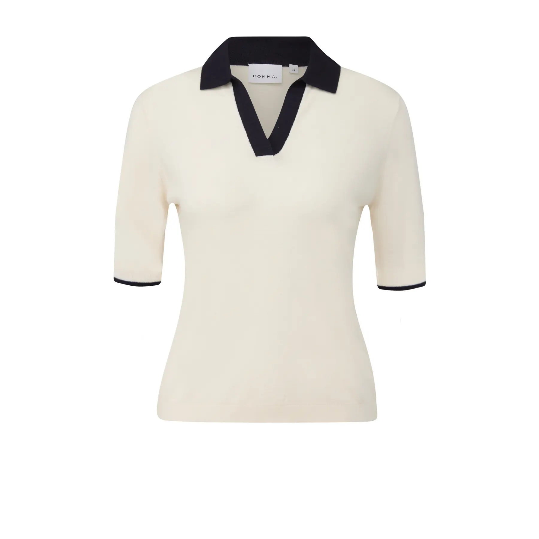 Polo a maniche corte a colletto in maglia fine donna COMMA