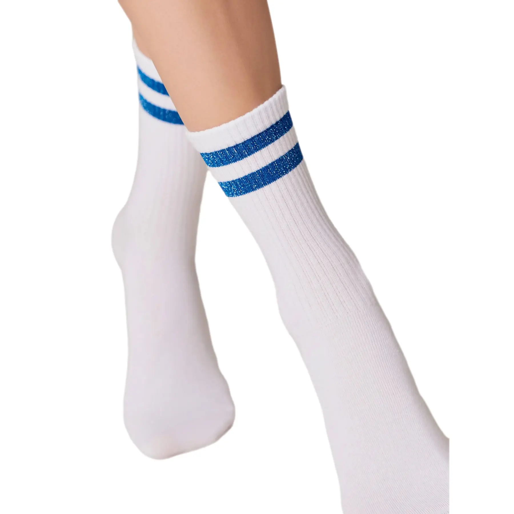 Calze in cotone con righe in lurex brillanti donna  Active