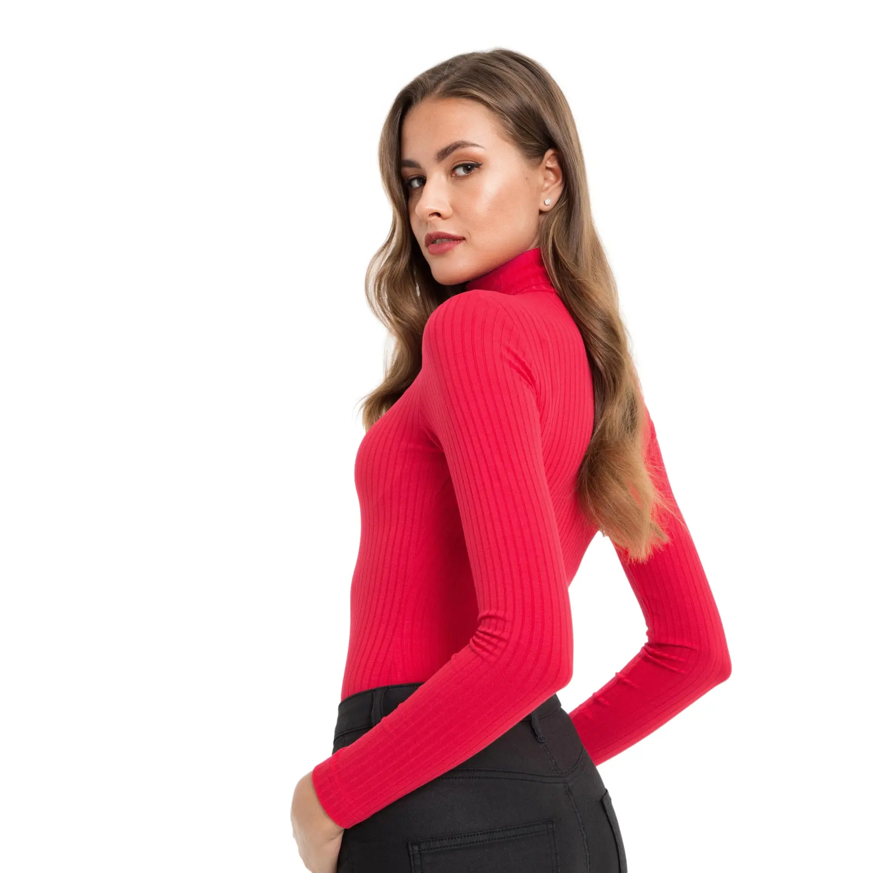 Body a collo alto a costine donna  LBD 823