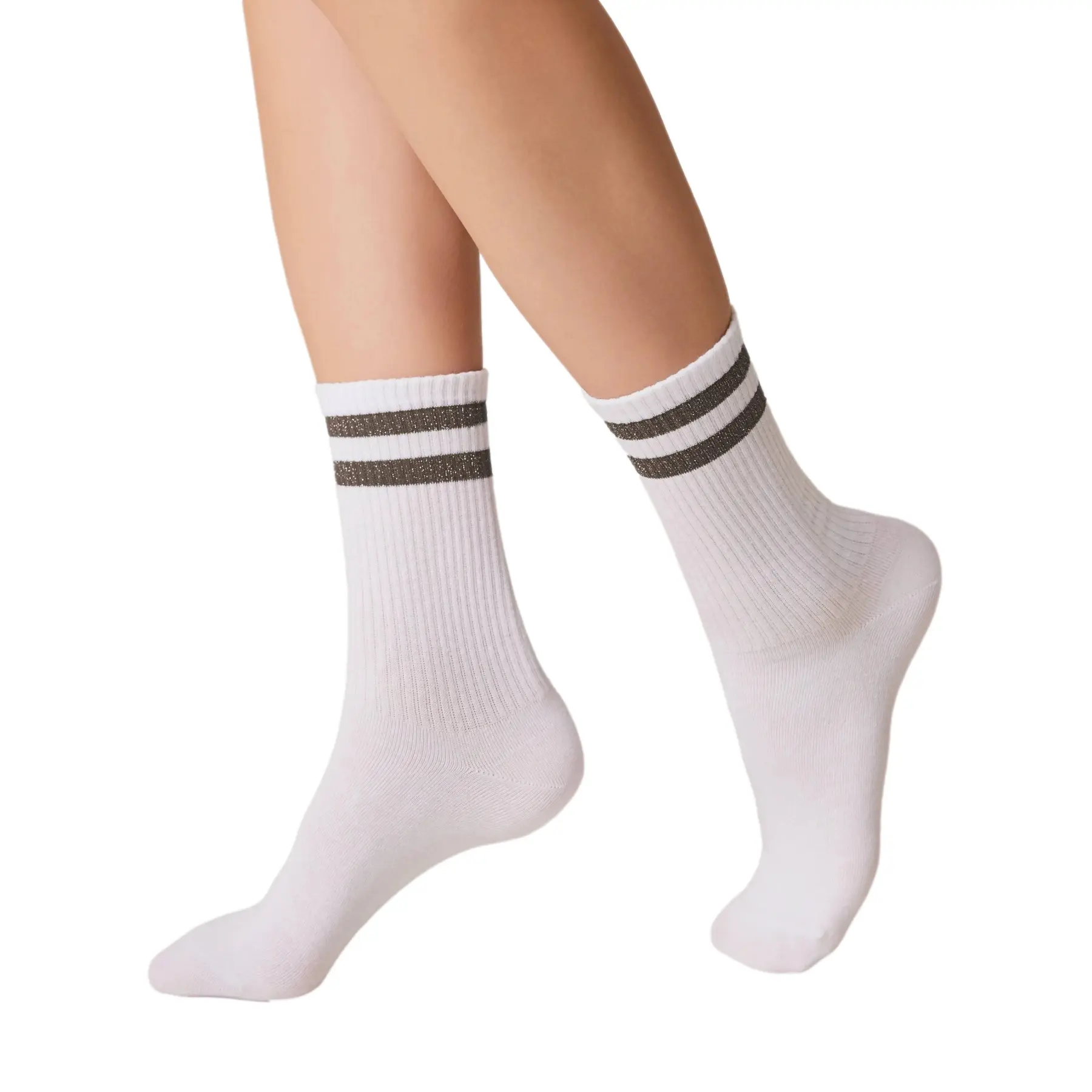 Calze in cotone con righe in lurex brillanti donna  Active