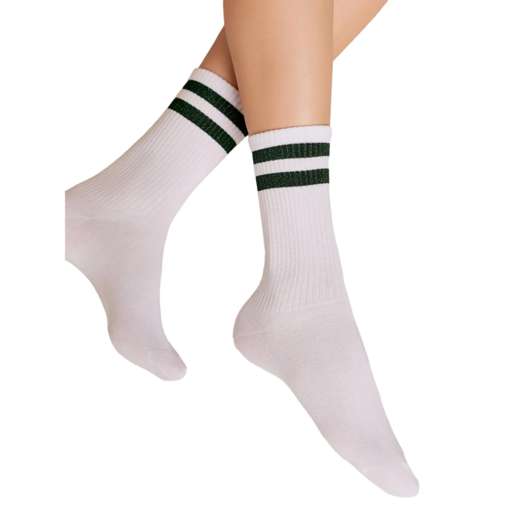 Calze in cotone con righe in lurex brillanti donna  Active