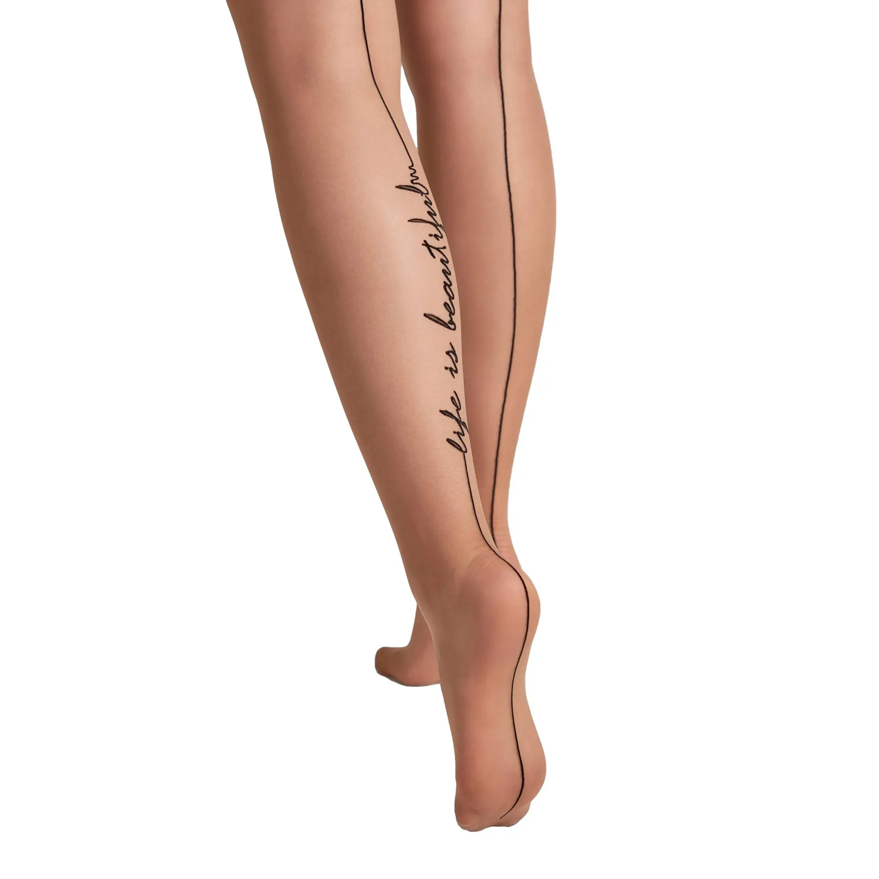 Collant con imitazione cucitura e motivo tatuaggio donna  Beauty