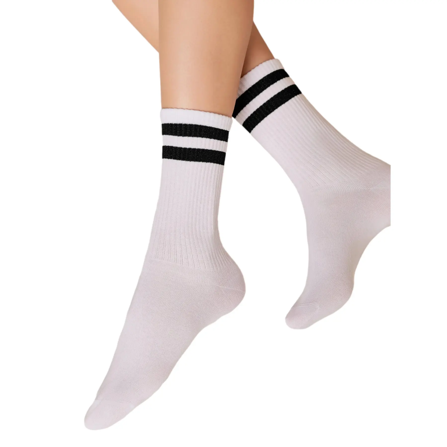 Calze in cotone con righe in lurex brillanti donna  Active