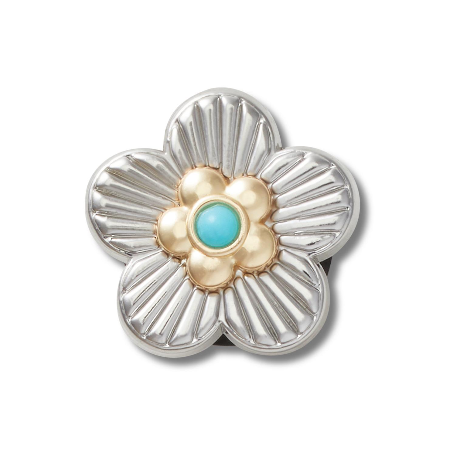 0198445176807 - Jibbitz Silver Turquoise Flower