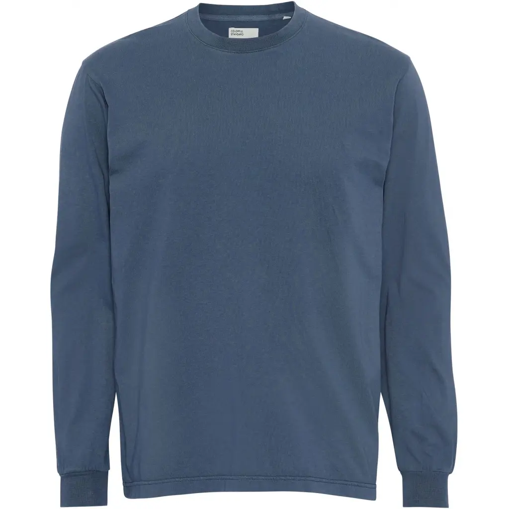 Colorful Standard Unisex Bleu Long Sleeve T-Shirt Organic Oversized Petrol Blue