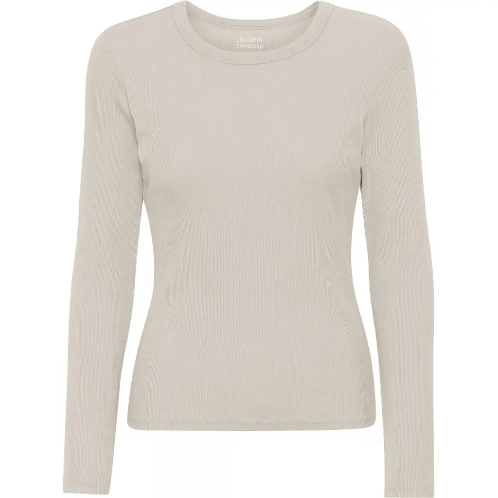 Geripptes T-Shirt langarm, Frau Colorful Standard Organic ivory white