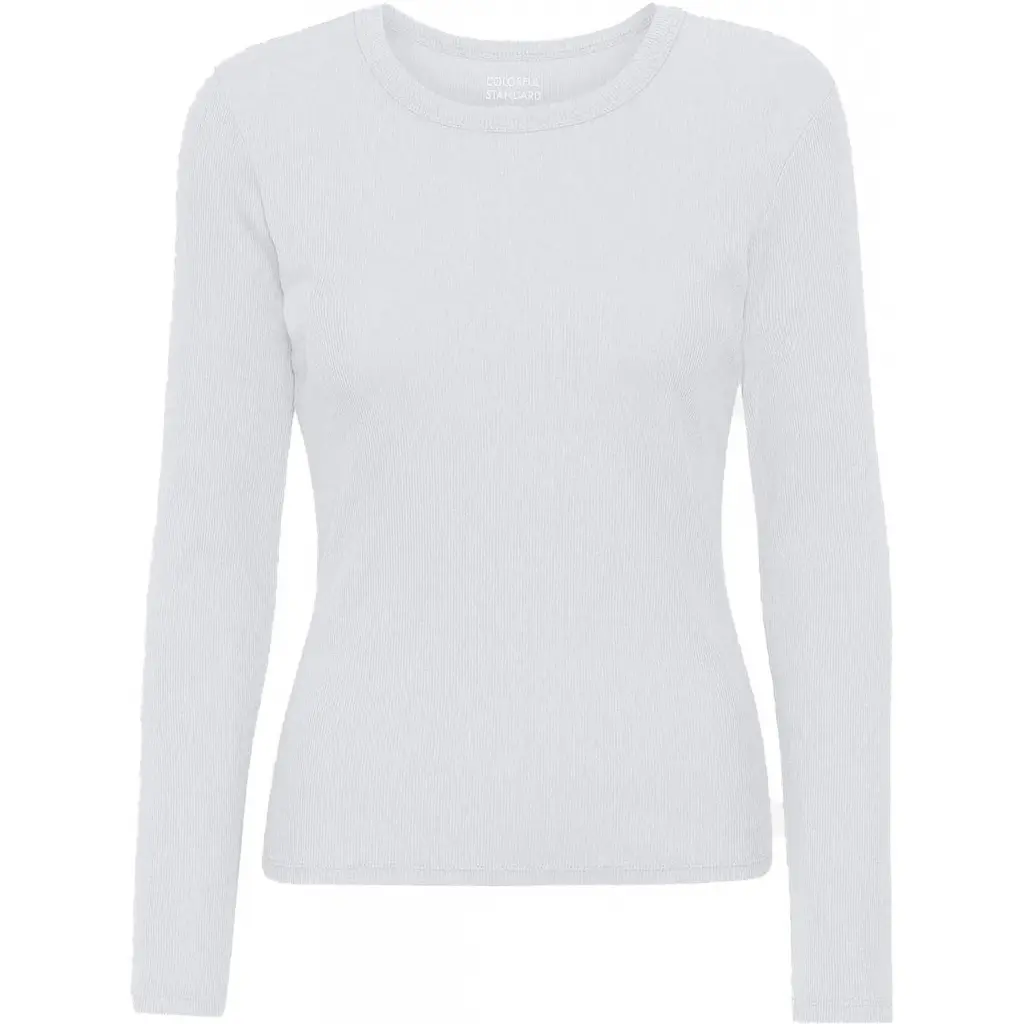 5602991040635 - Geripptes T-Shirt langarm Frau Organic optical white