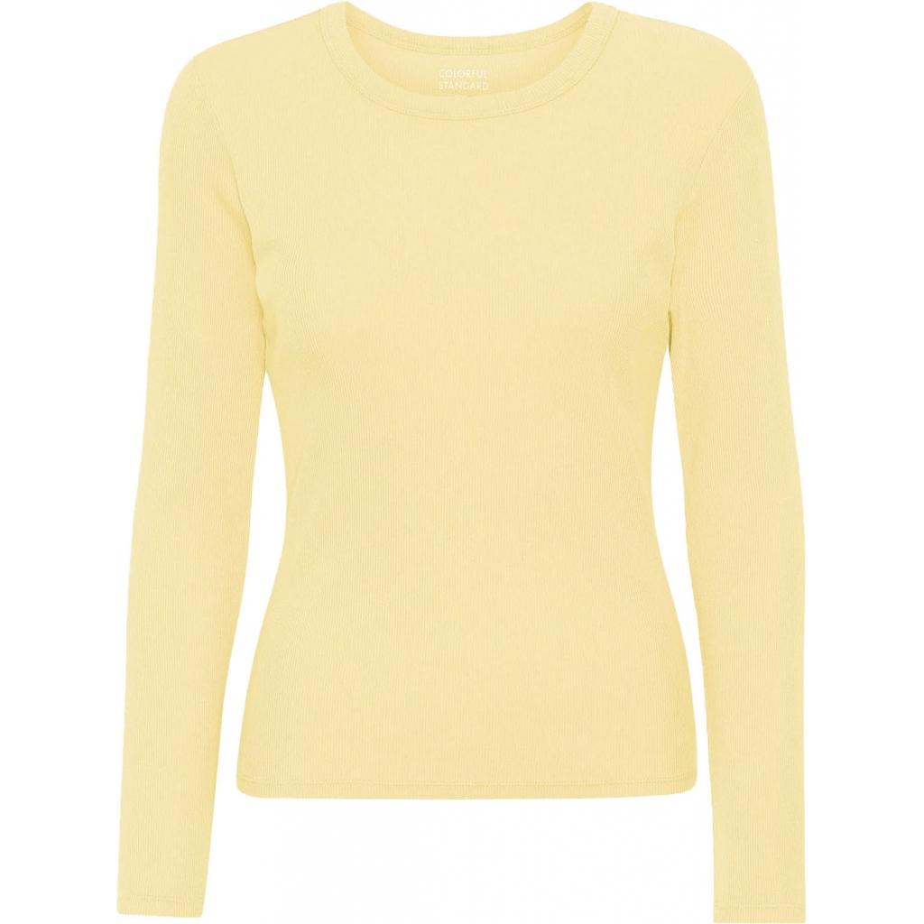 5602991041212 - Geripptes T-Shirt langarm Frau Organic soft yellow