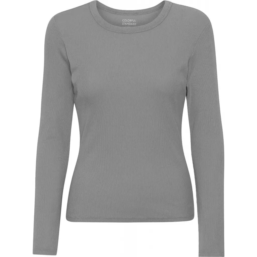 5602991041274 - Geripptes T-Shirt langarm Frau Organic storm grey