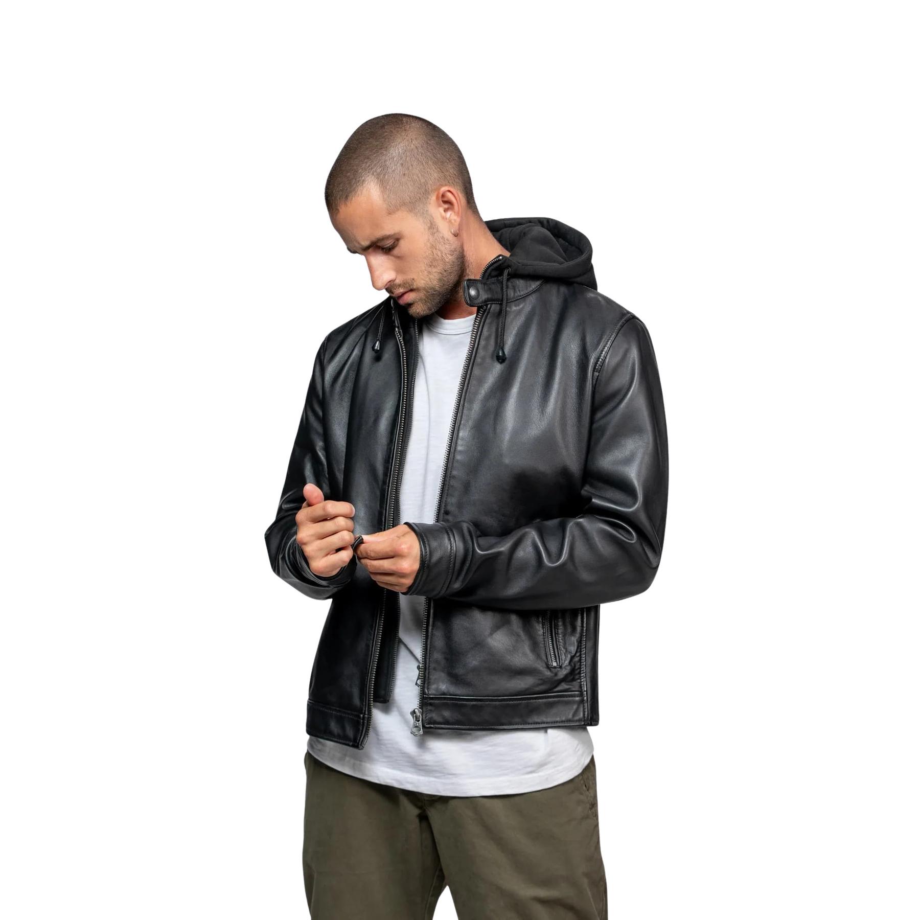 3665654235832 - Lederjacke mit Kapuze Shafter