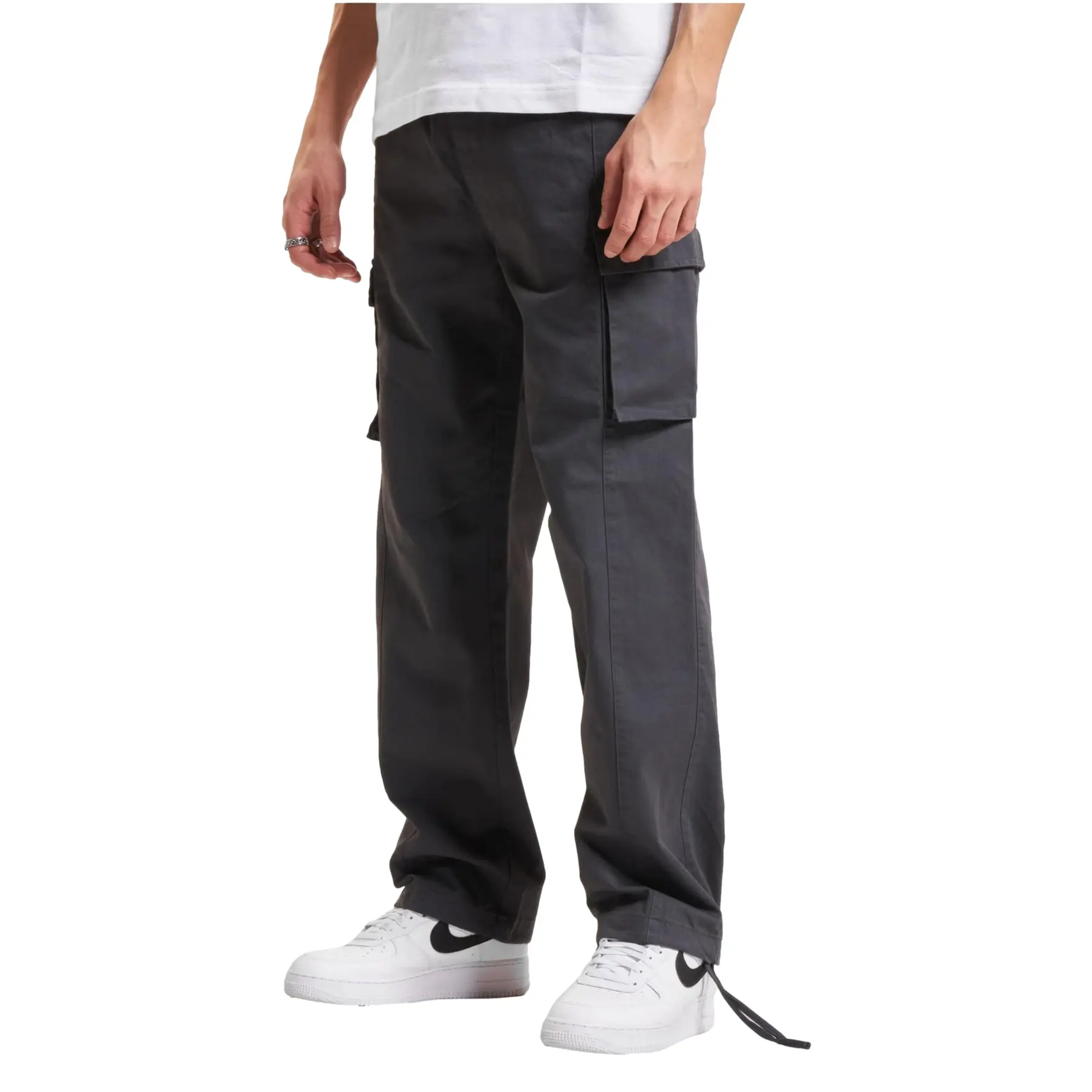 Def Men's Gris Cotton Cargo Trousers Empire