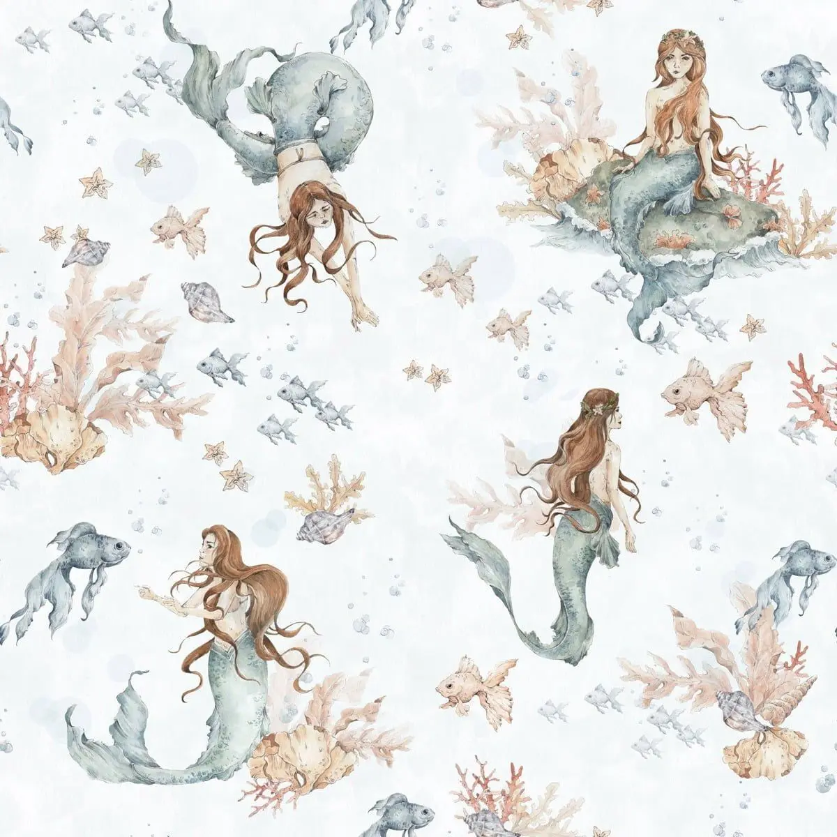 1122009914306 - Babytapete Mermaids In Waves Light