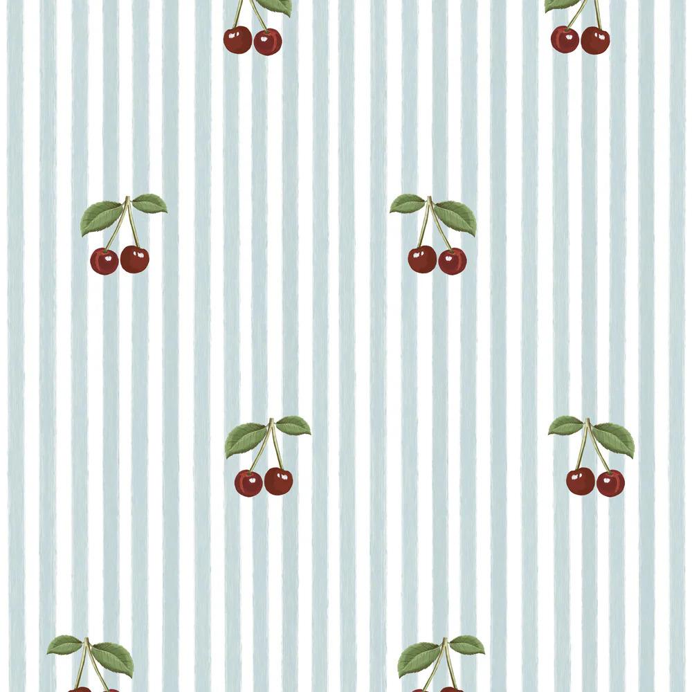 1122009939002 - Babytapete Little Cherries On Stripes