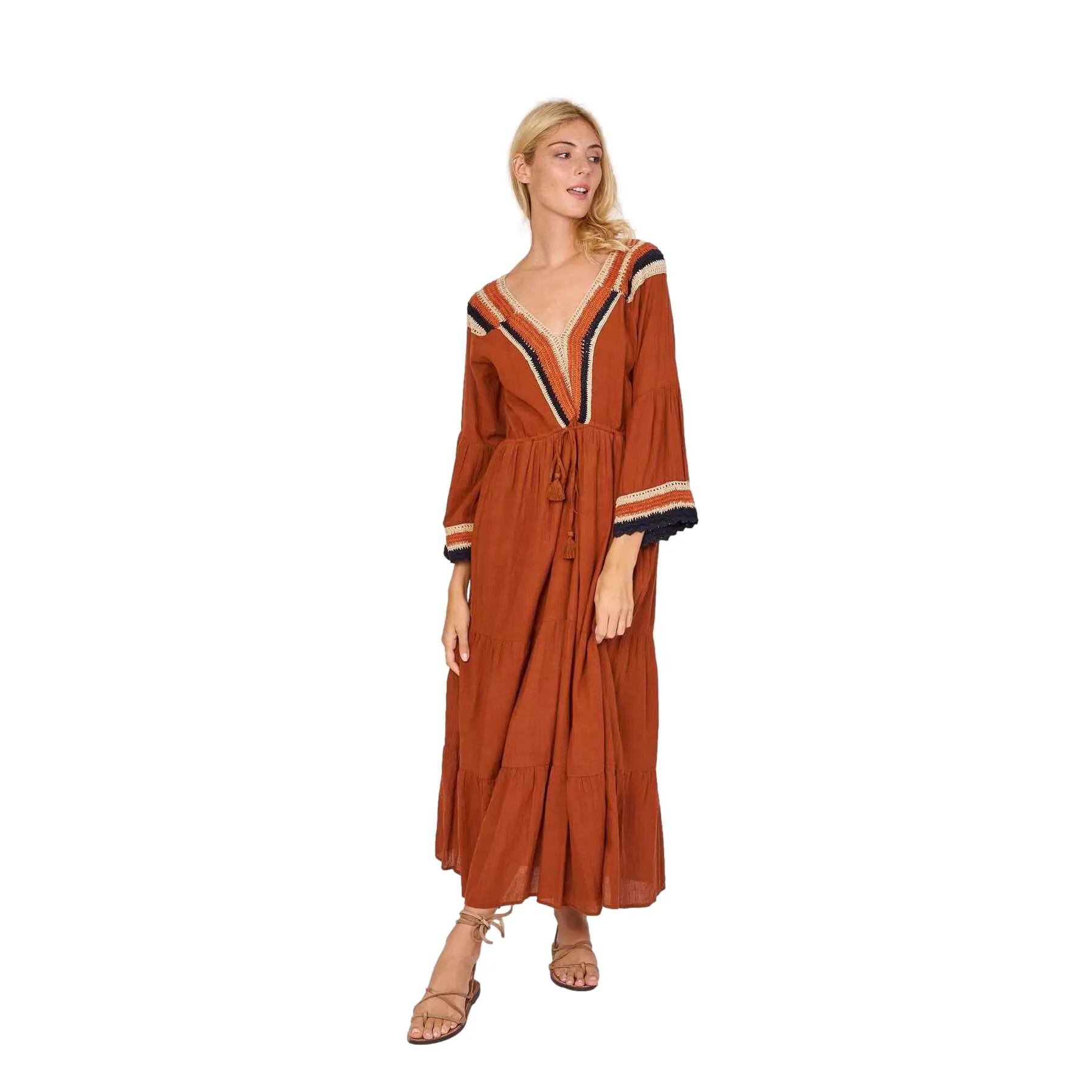 Midi Kleid mit V-Ausschnitt Damen Derhy Primevere